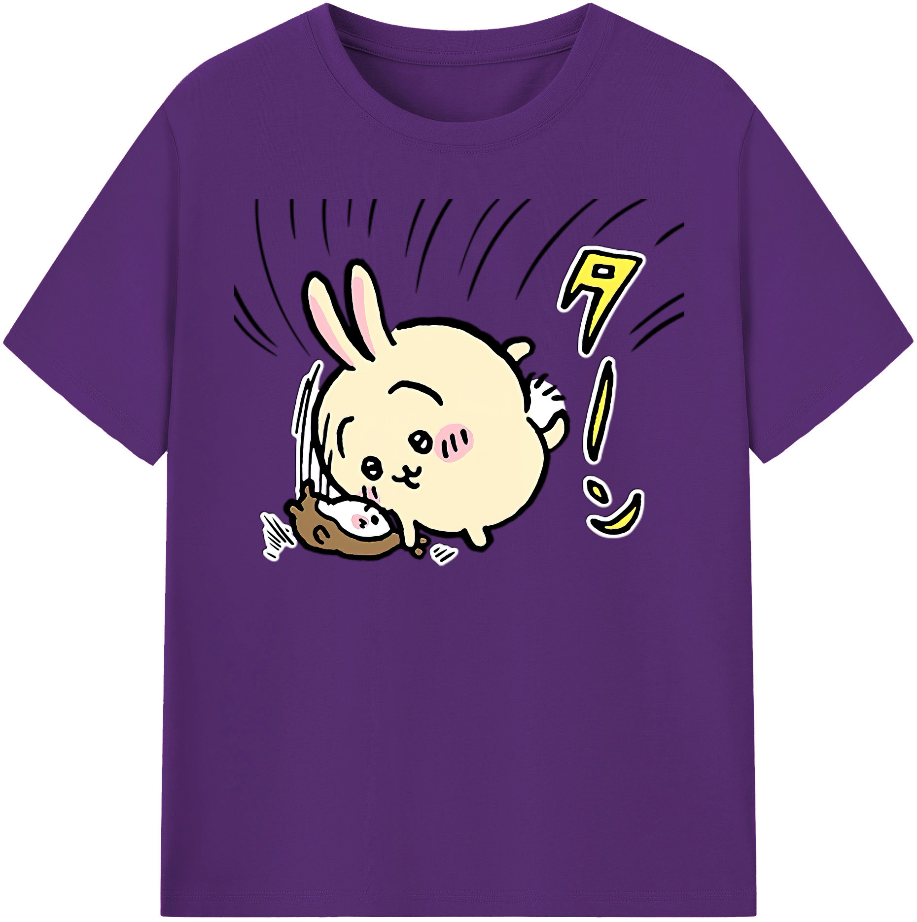 （画像用） ちいかわ うさぎ Chii-kawa usagi 綿100％半袖Tシャツ（フロントプリント）