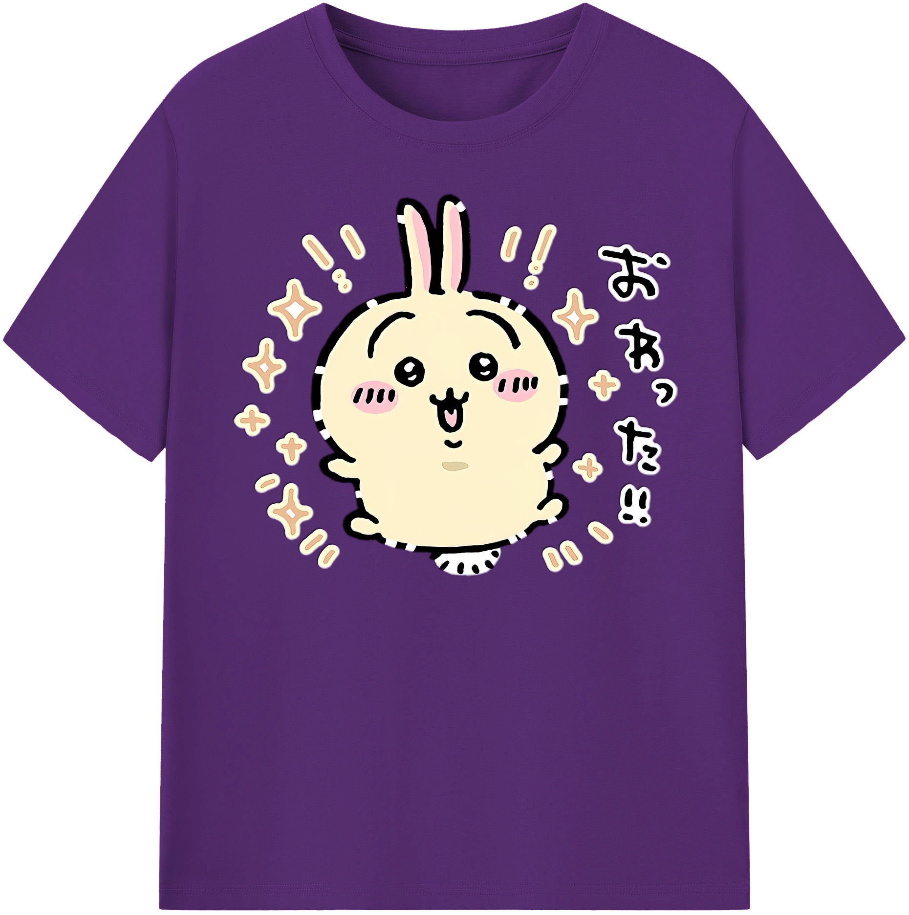 （画像用） ちいかわ うさぎ Chii-kawa usagi 綿100％半袖Tシャツ（フロントプリント）
