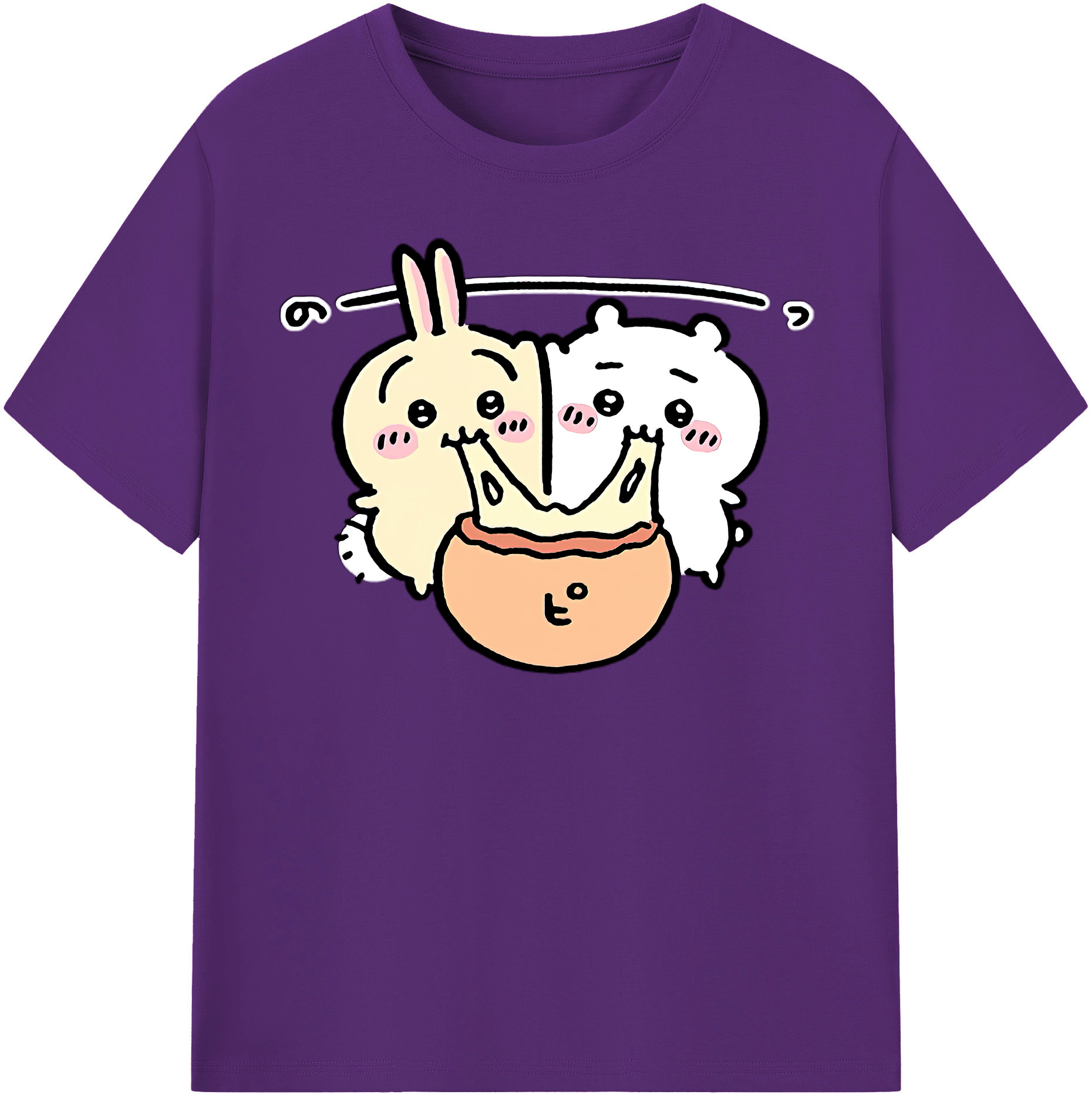 （画像用） ちいかわ うさぎ Chii-kawa usagi 綿100％半袖Tシャツ（フロントプリント）
