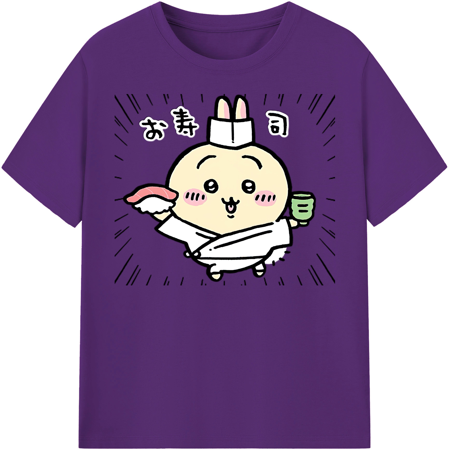 （画像用） ちいかわ うさぎ Chii-kawa usagi 綿100％半袖Tシャツ（フロントプリント）
