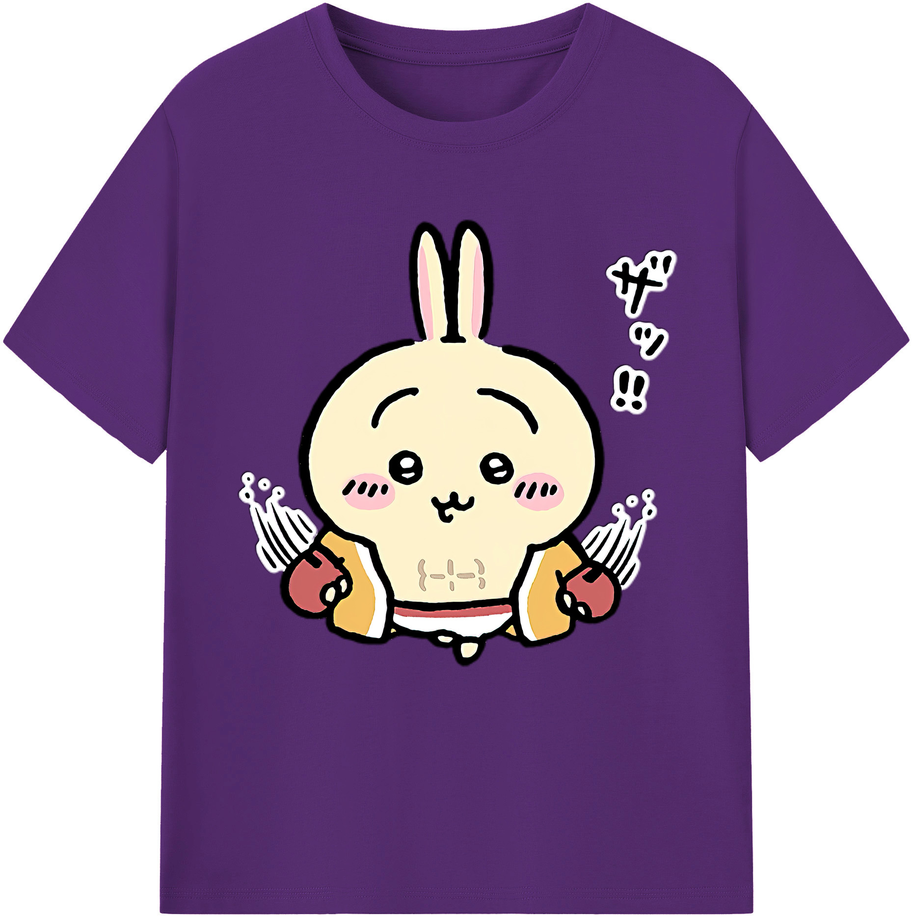 （画像用） ちいかわ うさぎ Chii-kawa usagi 綿100％半袖Tシャツ（フロントプリント）