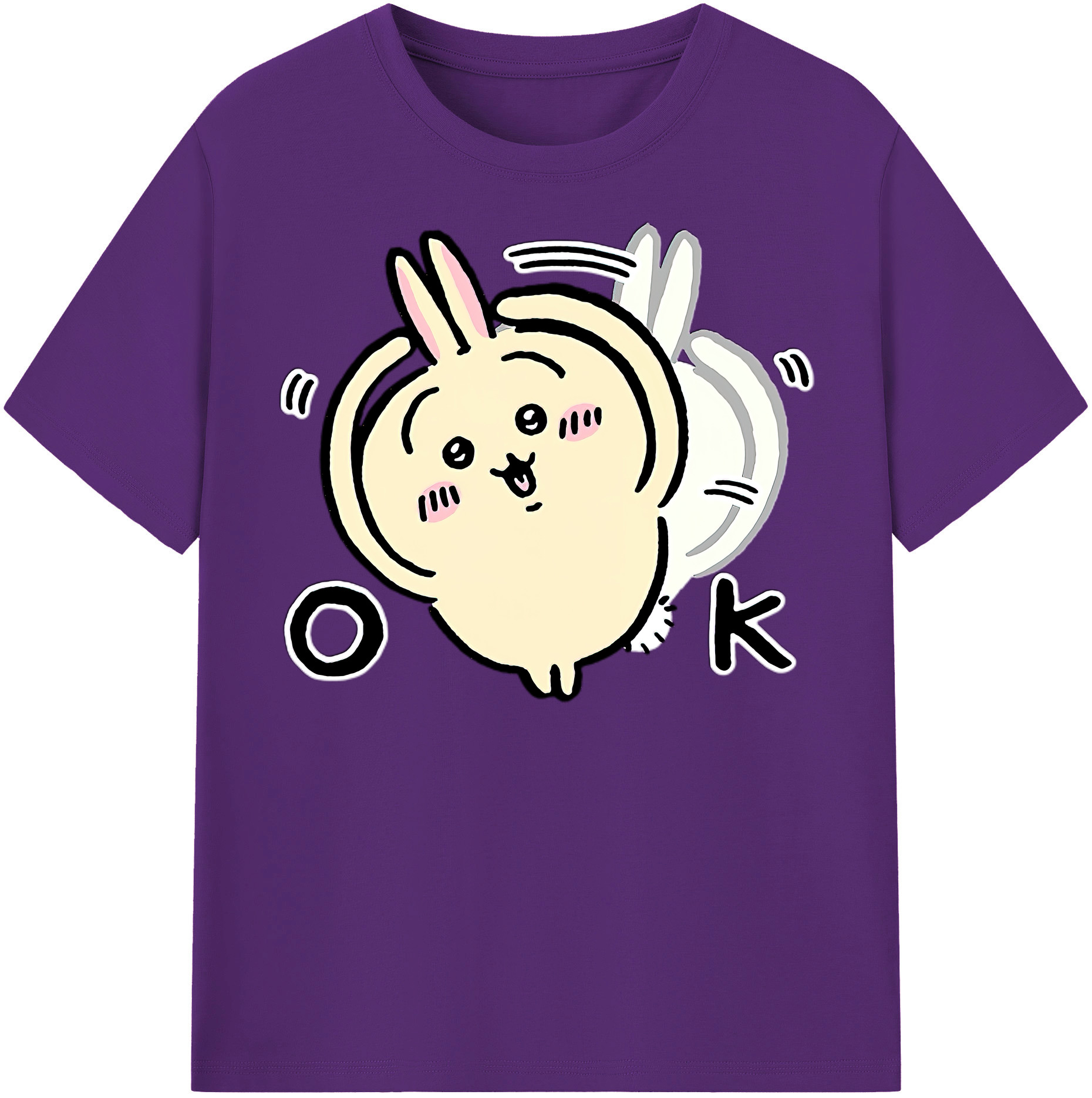 （画像用） ちいかわ うさぎ Chii-kawa usagi 綿100％半袖Tシャツ（フロントプリント）