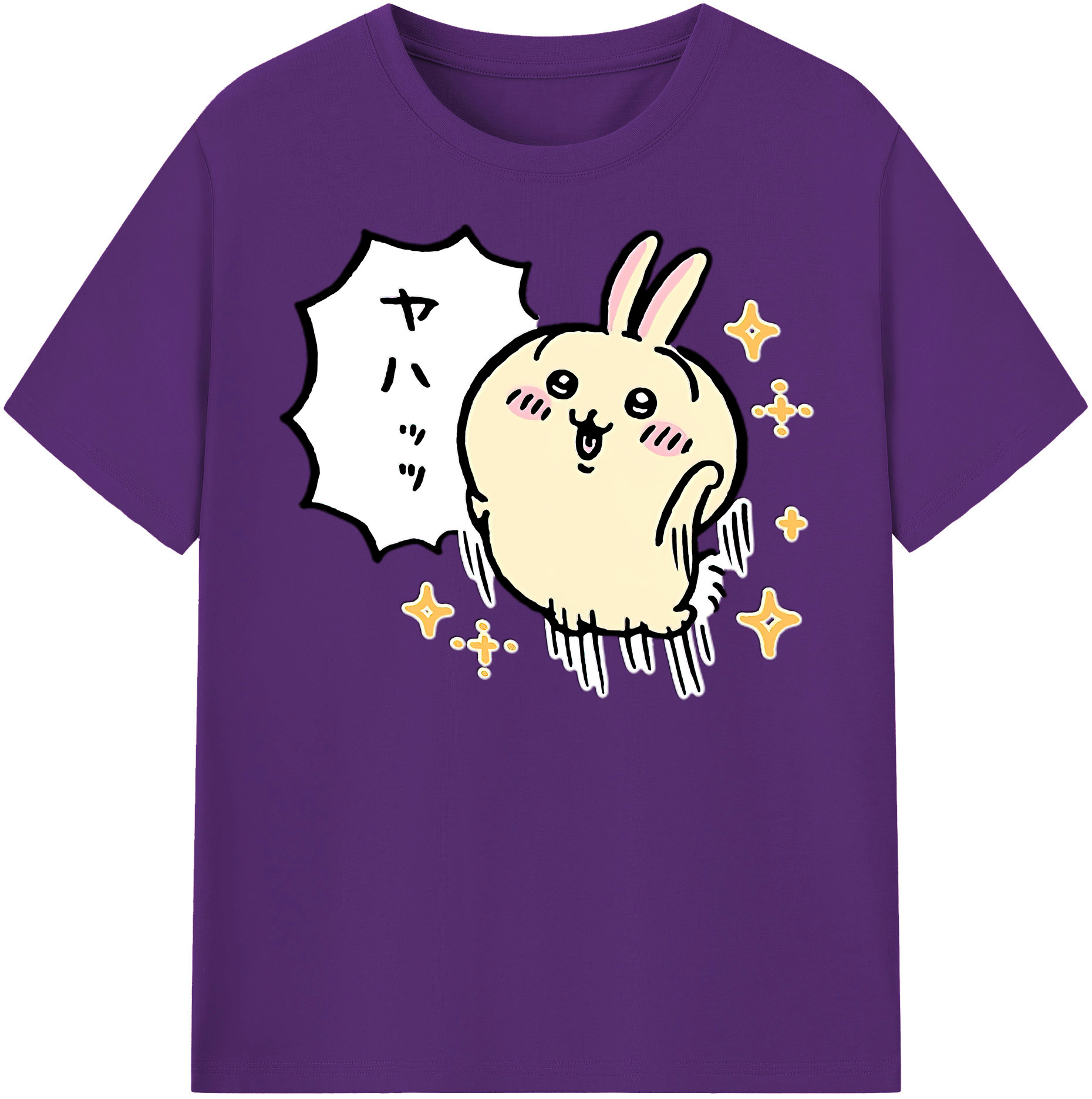 （画像用） ちいかわ うさぎ Chii-kawa usagi 綿100％半袖Tシャツ（フロントプリント）
