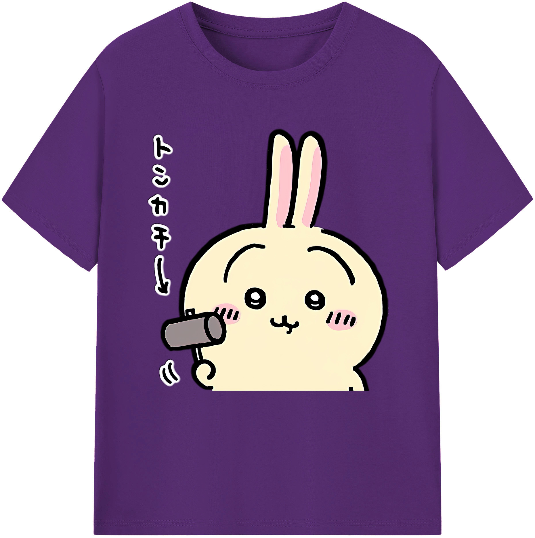 （画像用） ちいかわ うさぎ Chii-kawa usagi 綿100％半袖Tシャツ（フロントプリント）