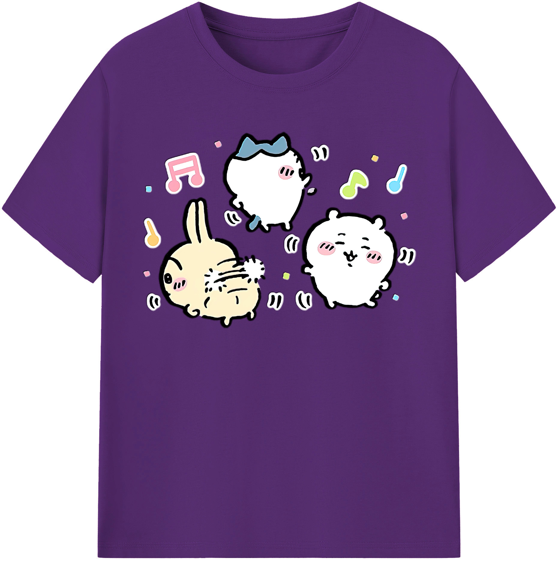 （画像用） ちいかわ うさぎ Chii-kawa usagi 綿100％半袖Tシャツ（フロントプリント）