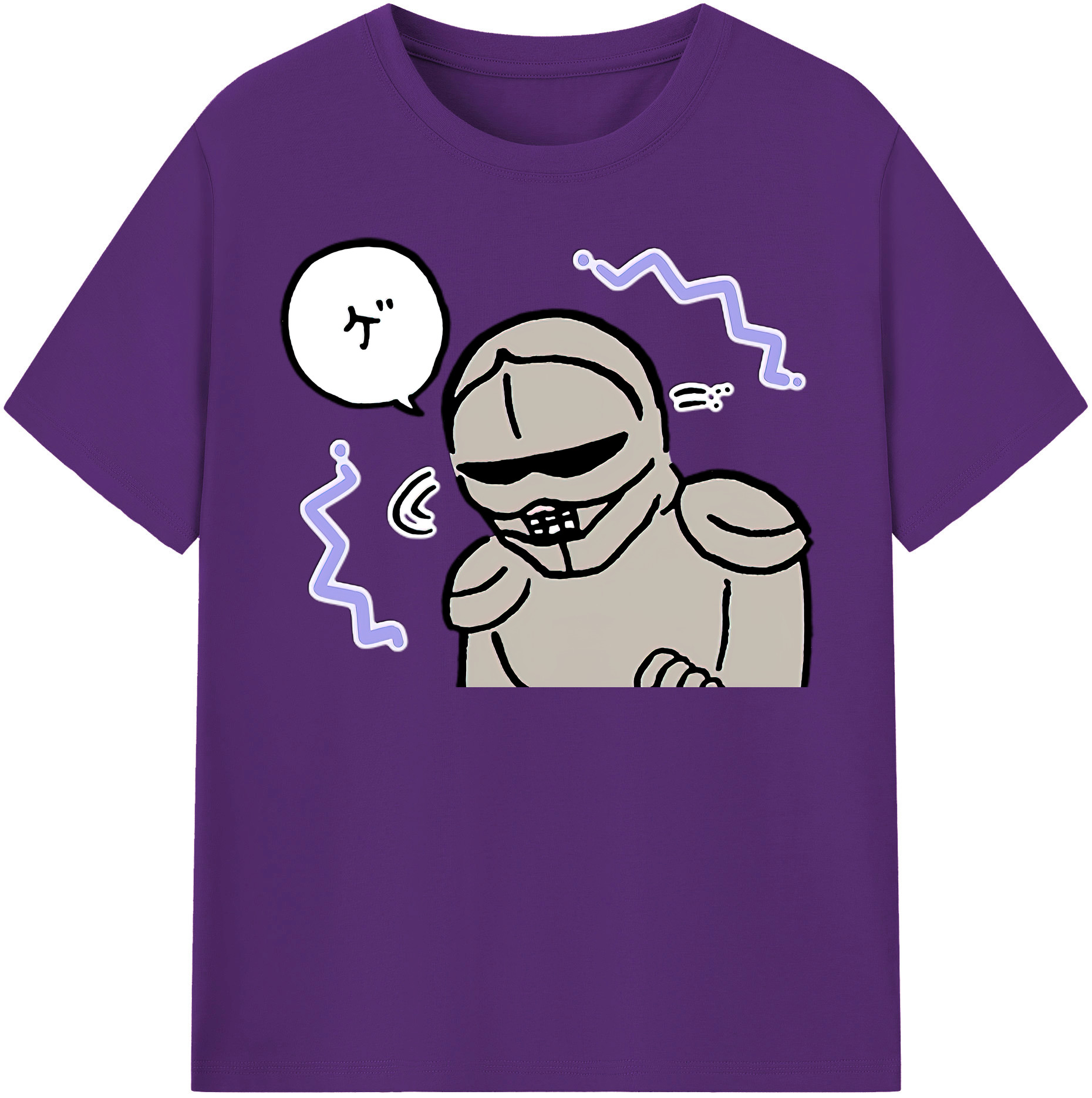 （画像用） ちいかわ 労働の鎧さん Chii-kawa Mr. Armor of Labor 綿100％半袖Tシャツ（フロントプリント）