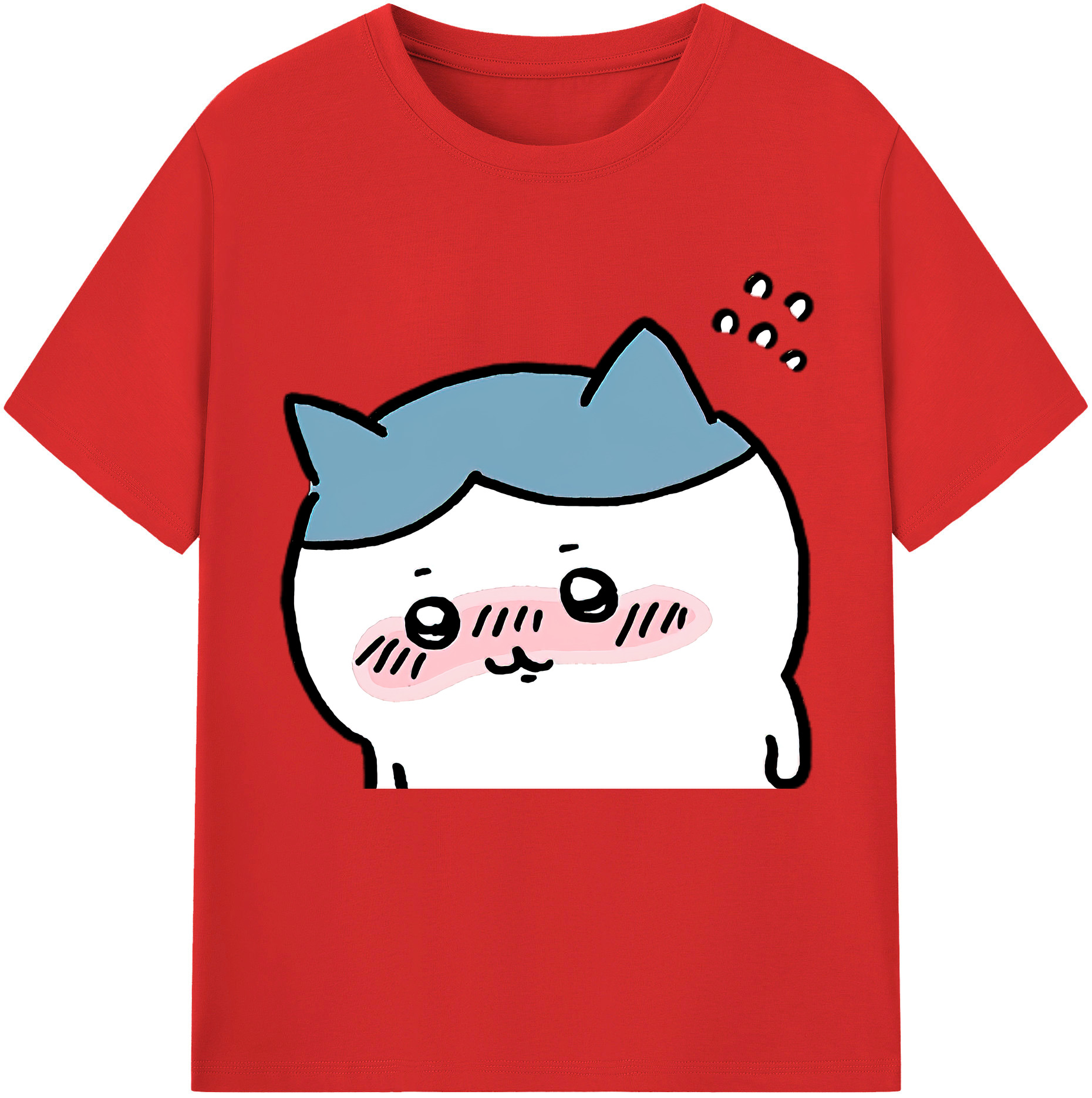 （画像用） ちいかわ ハチワレ Chii-kawa hachiware 綿100％半袖Tシャツ（フロントプリント）
