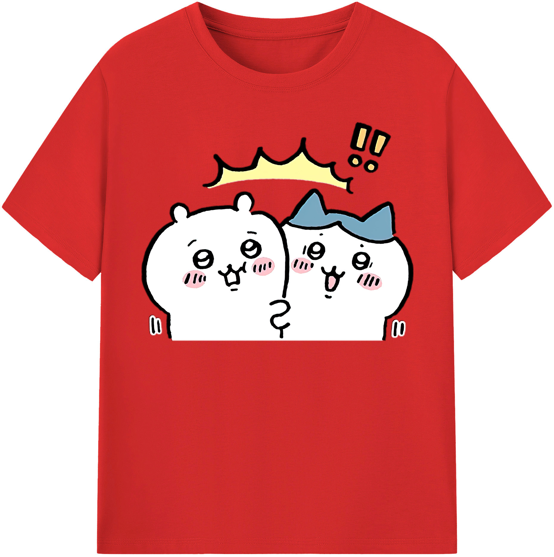 （画像用） ちいかわ ハチワレ Chii-kawa hachiware 綿100％半袖Tシャツ（フロントプリント）