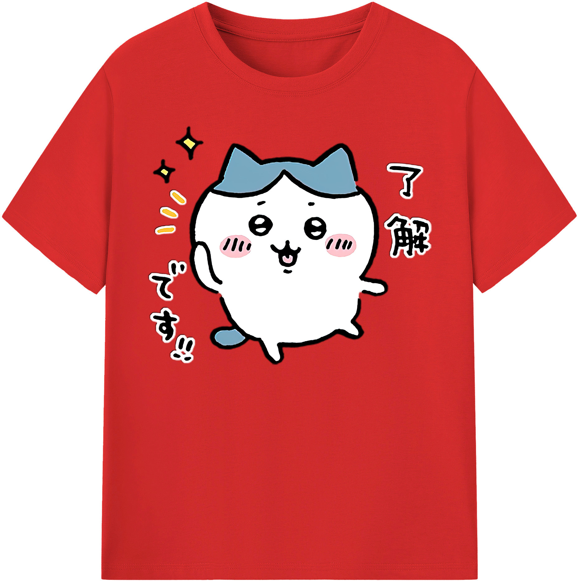（画像用） ちいかわ ハチワレ Chii-kawa hachiware 綿100％半袖Tシャツ（フロントプリント）