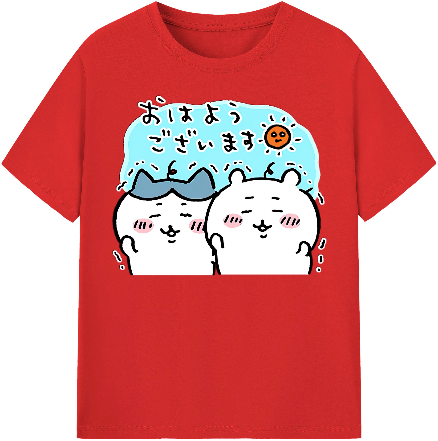 （画像用） ちいかわ ハチワレ Chii-kawa hachiware 綿100％半袖Tシャツ（フロントプリント）