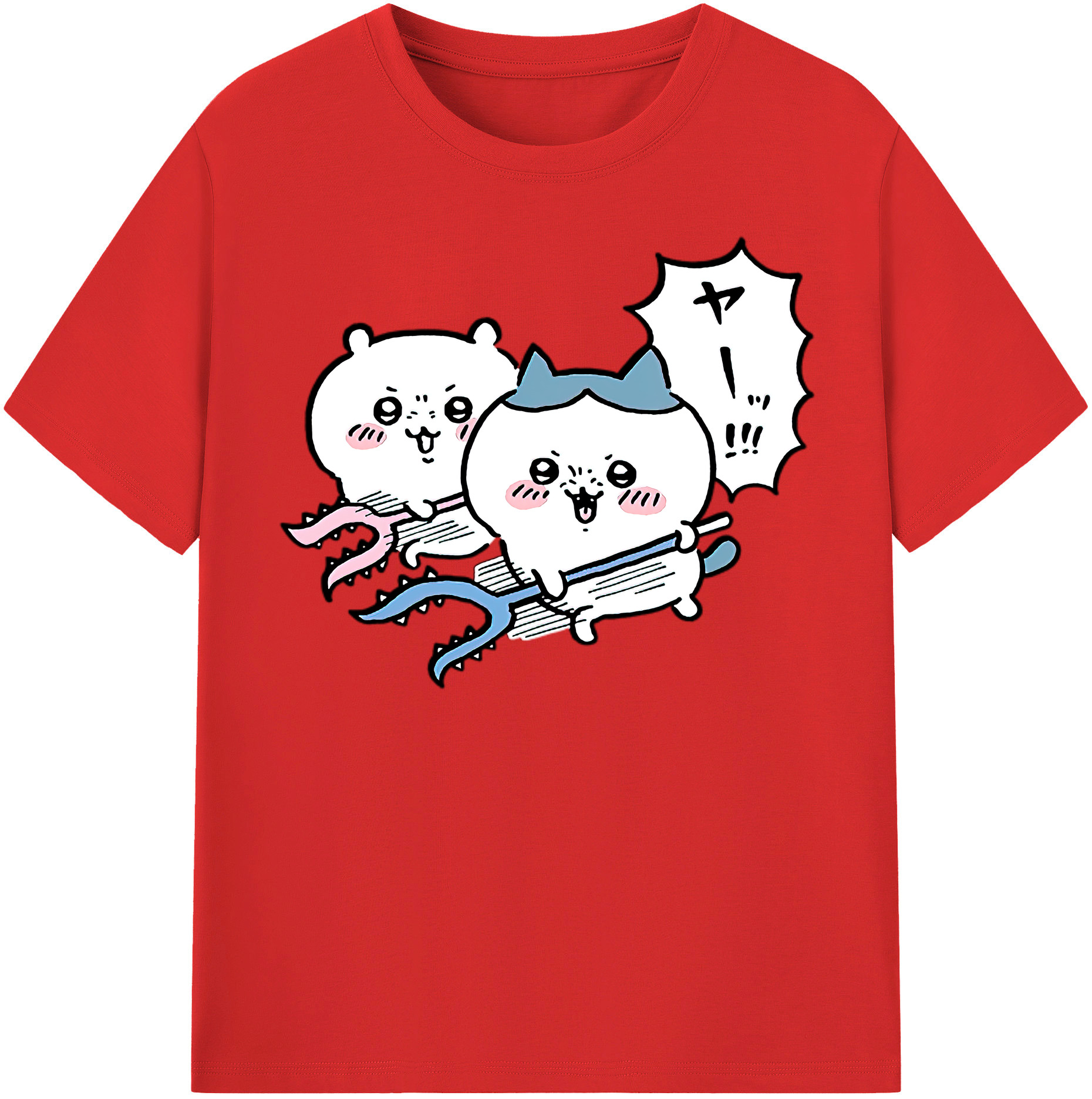 （画像用） ちいかわ ハチワレ Chii-kawa hachiware 綿100％半袖Tシャツ（フロントプリント）