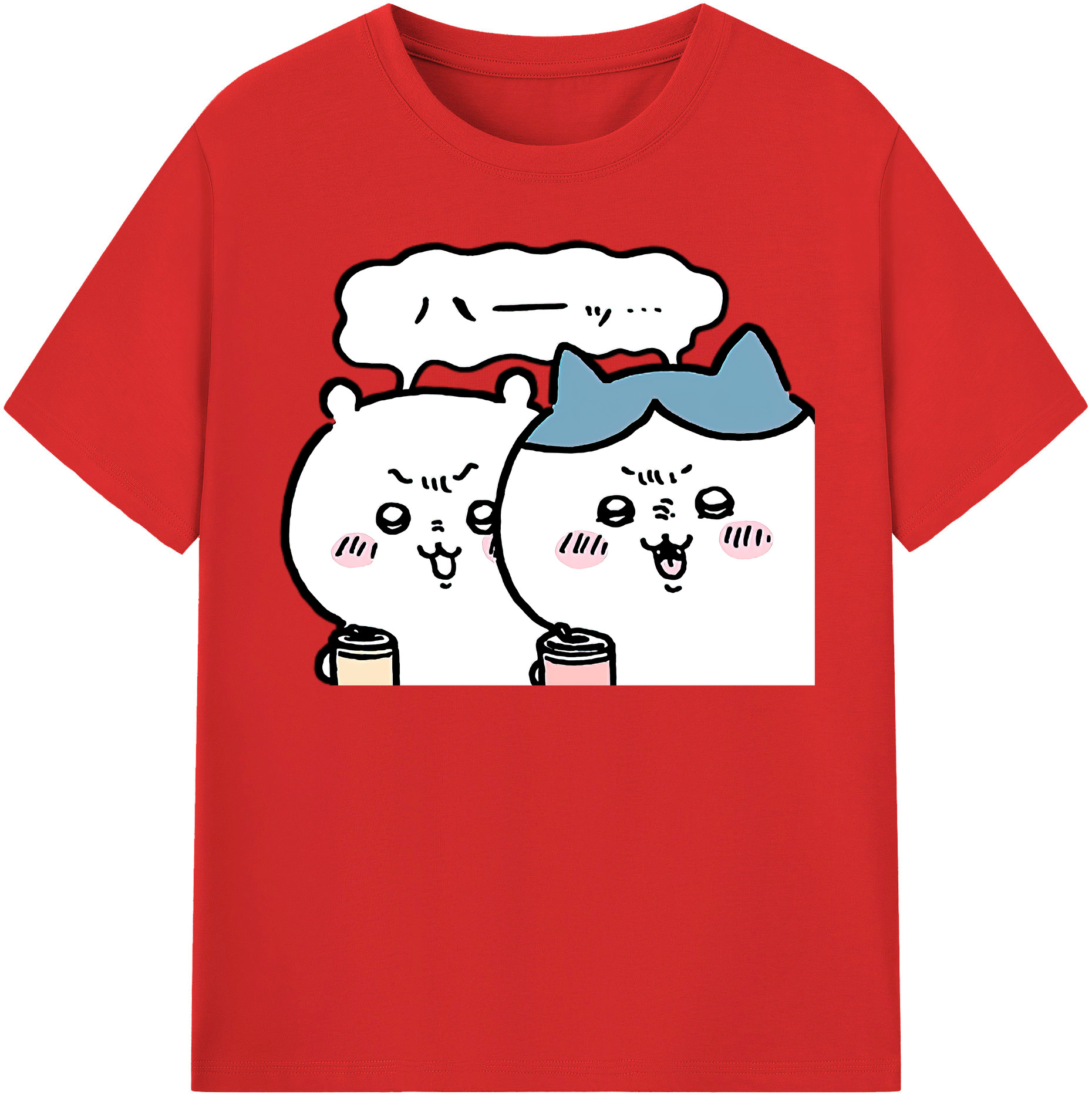 （画像用） ちいかわ ハチワレ Chii-kawa hachiware 綿100％半袖Tシャツ（フロントプリント）