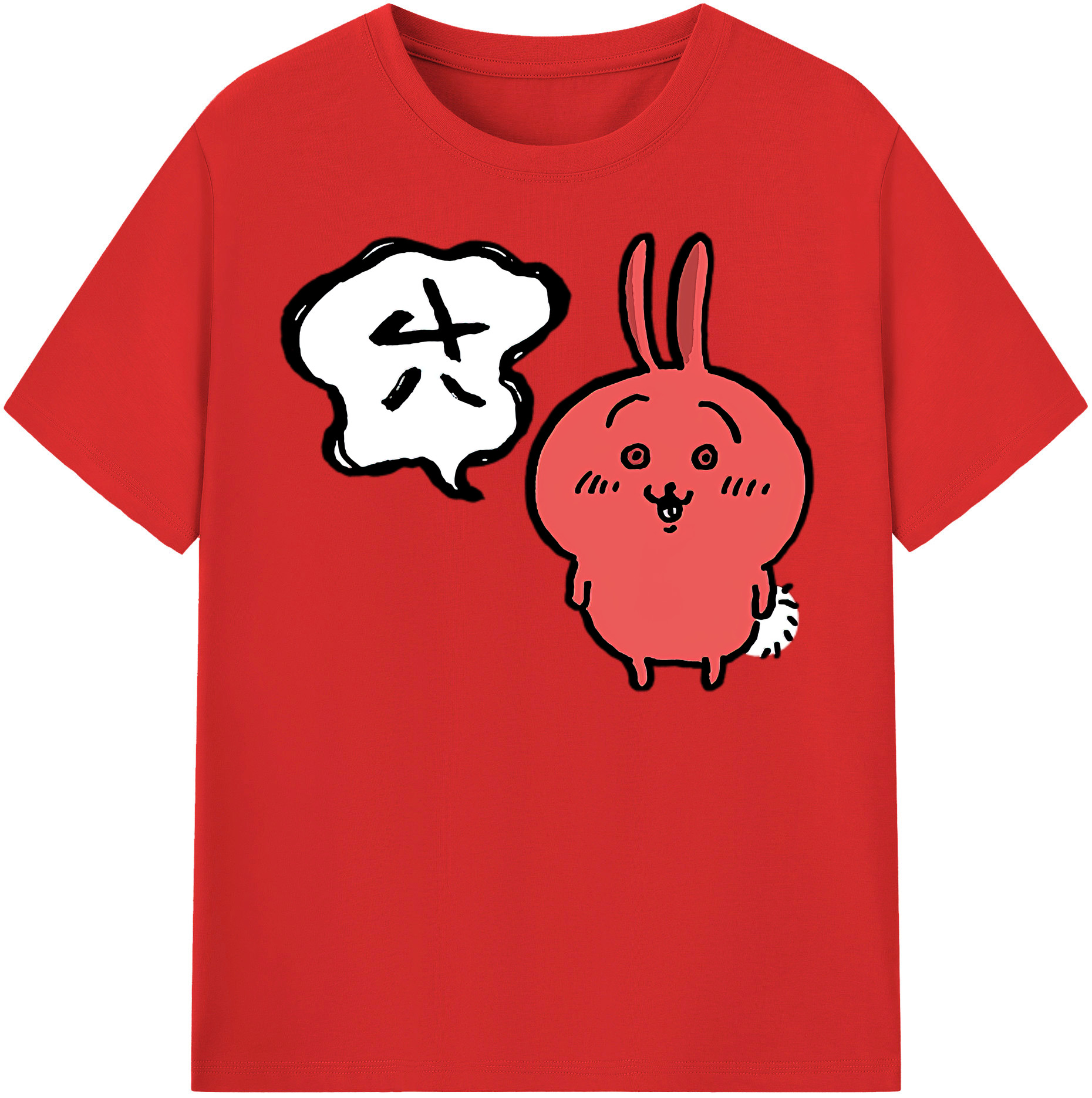 （画像用） ちいかわ ハチワレ Chii-kawa hachiware 綿100％半袖Tシャツ（フロントプリント）