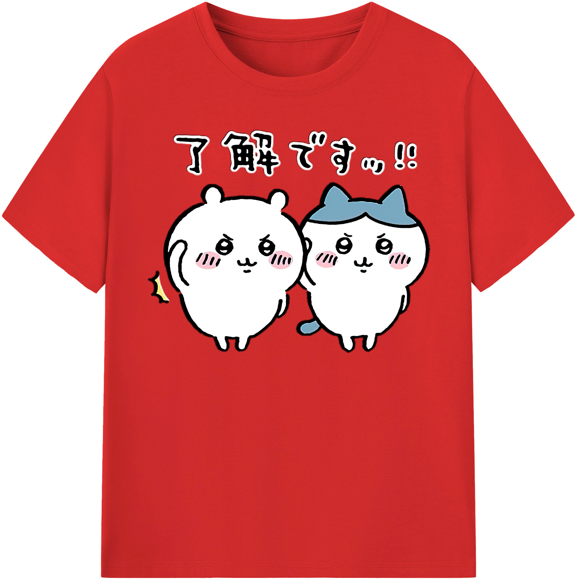 （画像用） ちいかわ ハチワレ Chii-kawa hachiware 綿100％半袖Tシャツ（フロントプリント）