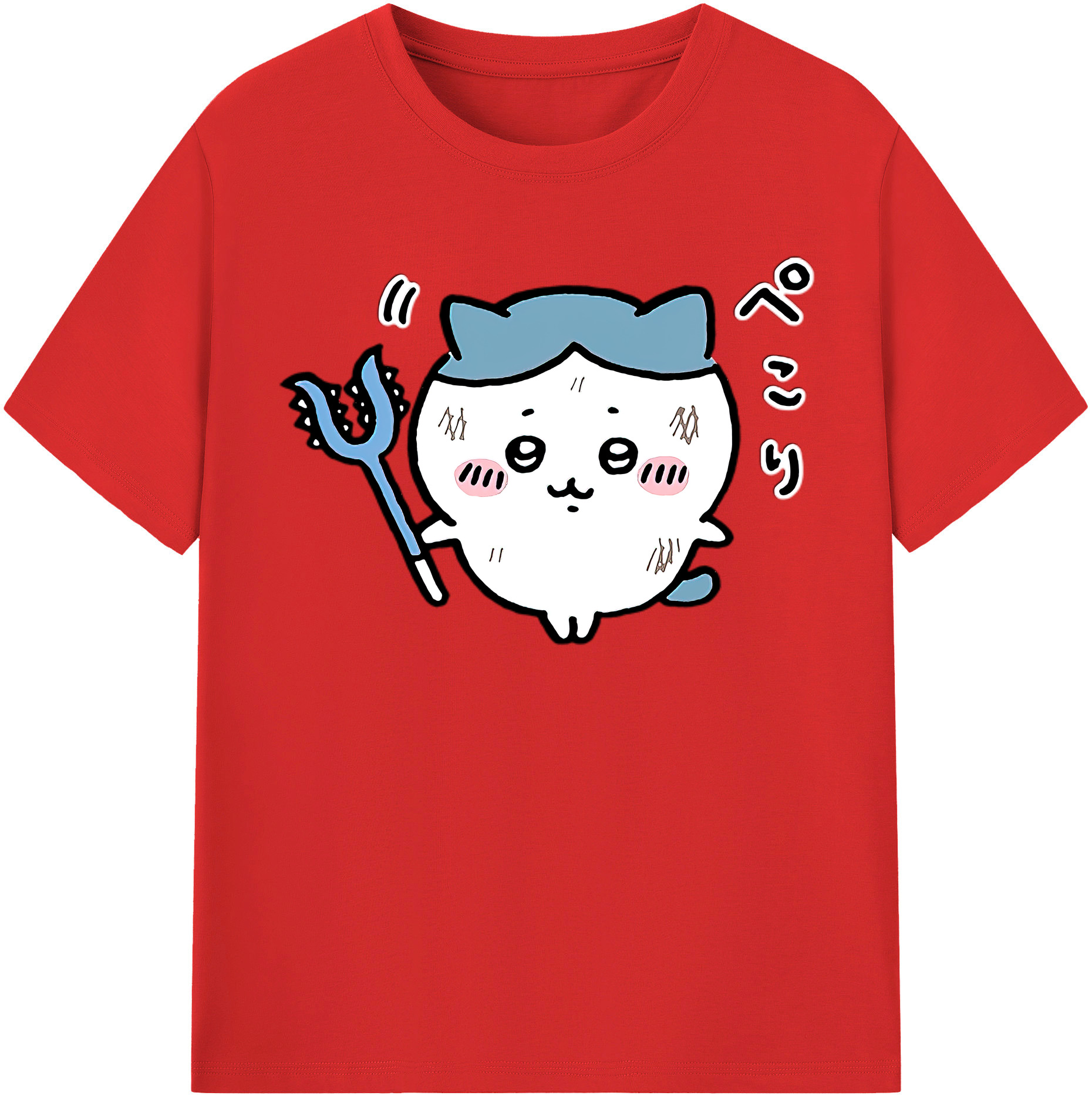 （画像用） ちいかわ ハチワレ Chii-kawa hachiware 綿100％半袖Tシャツ（フロントプリント）