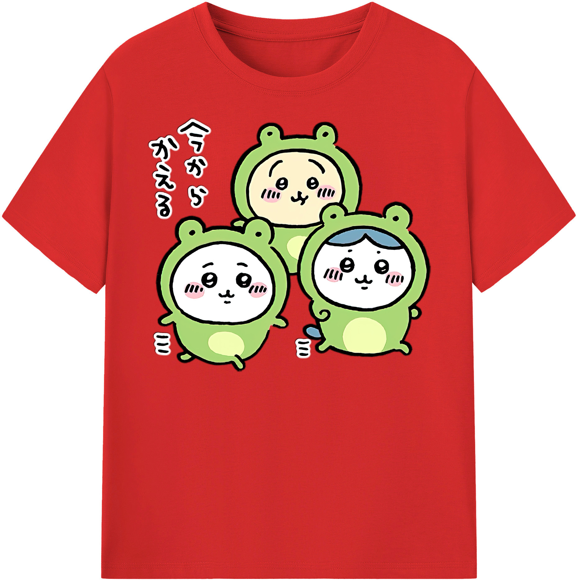 （画像用） ちいかわ ハチワレ Chii-kawa hachiware 綿100％半袖Tシャツ（フロントプリント）