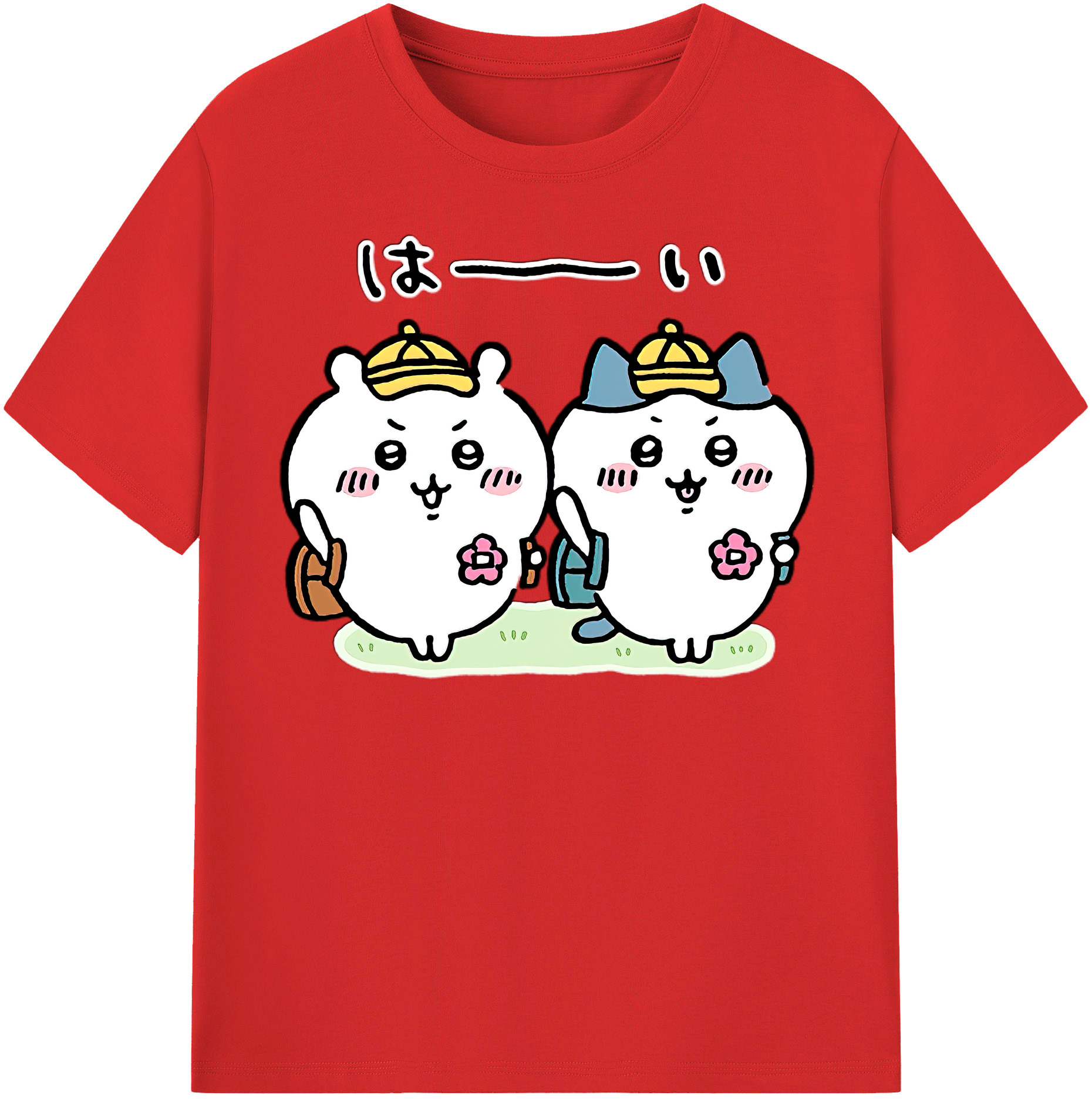 （画像用） ちいかわ ハチワレ Chii-kawa hachiware 綿100％半袖Tシャツ（フロントプリント）