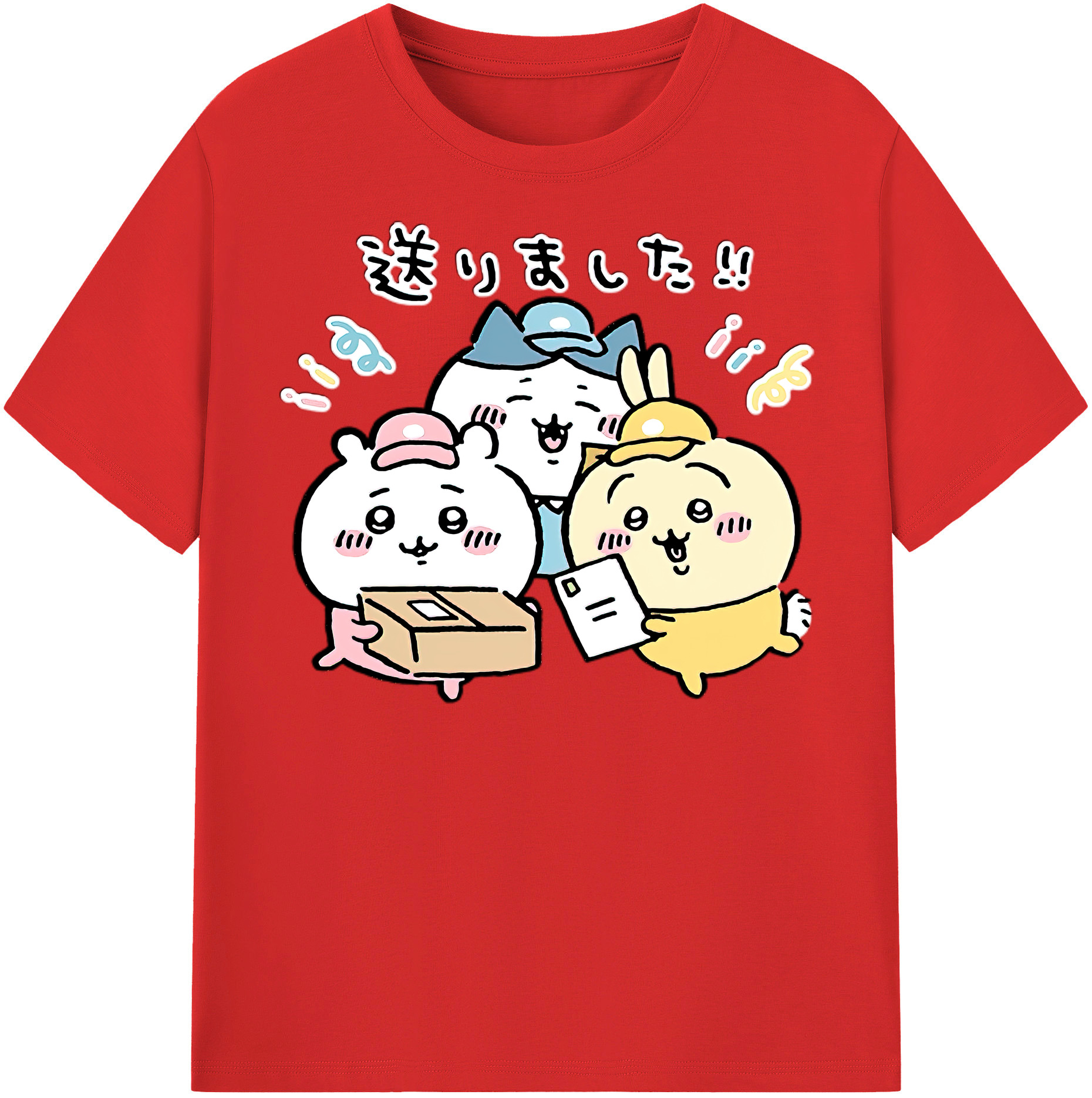 （画像用） ちいかわ ハチワレ Chii-kawa hachiware 綿100％半袖Tシャツ（フロントプリント）