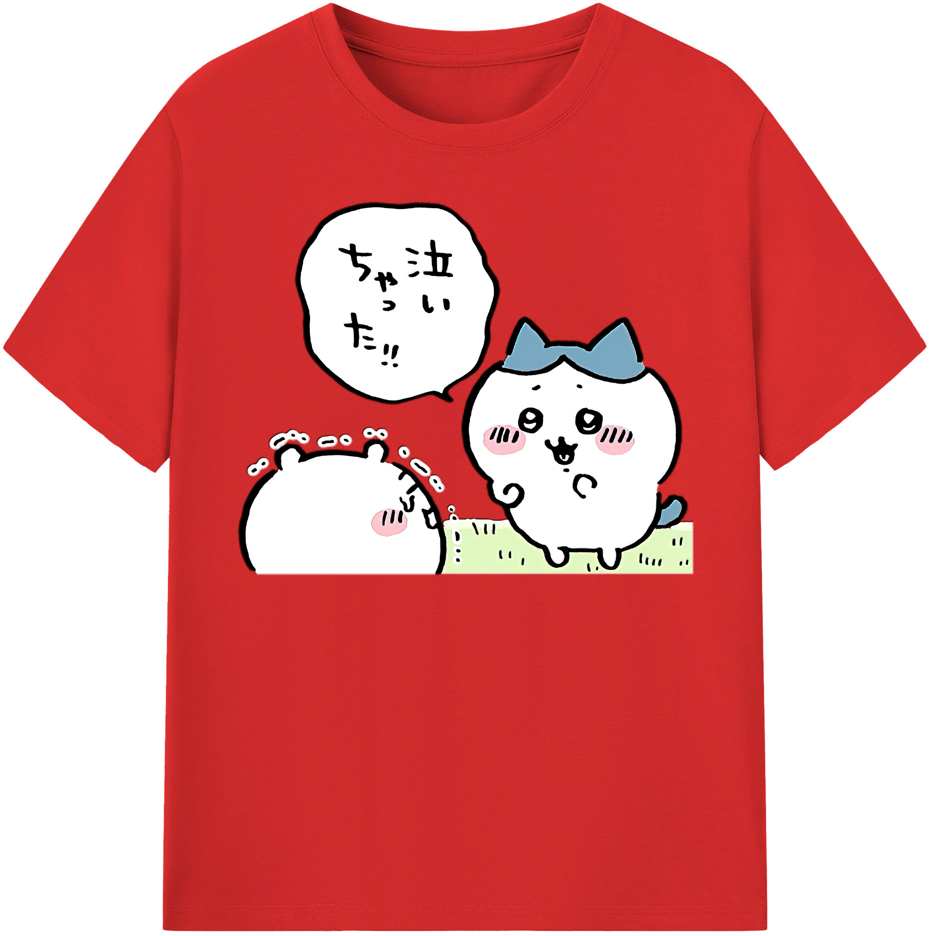 （画像用） ちいかわ ハチワレ Chii-kawa hachiware 綿100％半袖Tシャツ（フロントプリント）
