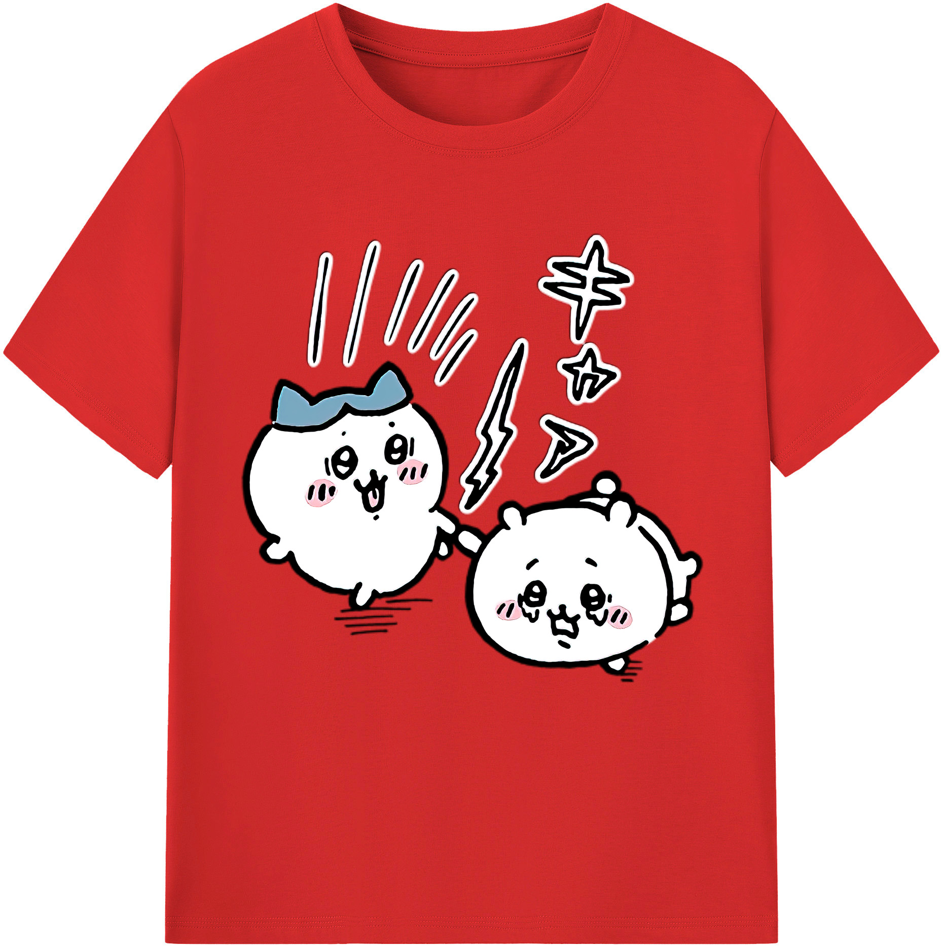 （画像用） ちいかわ ハチワレ Chii-kawa hachiware 綿100％半袖Tシャツ（フロントプリント）