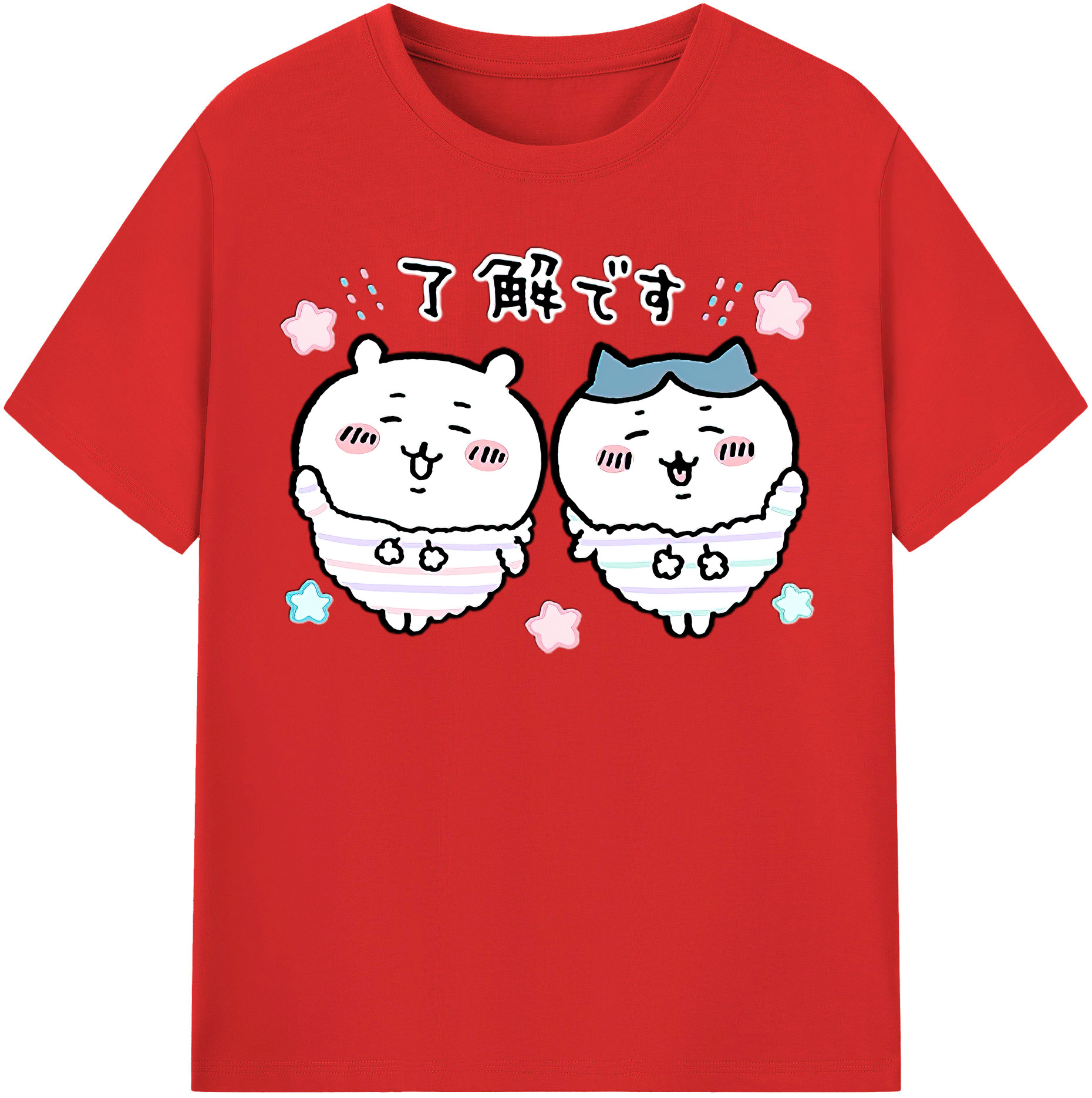 （画像用） ちいかわ ハチワレ Chii-kawa hachiware 綿100％半袖Tシャツ（フロントプリント）