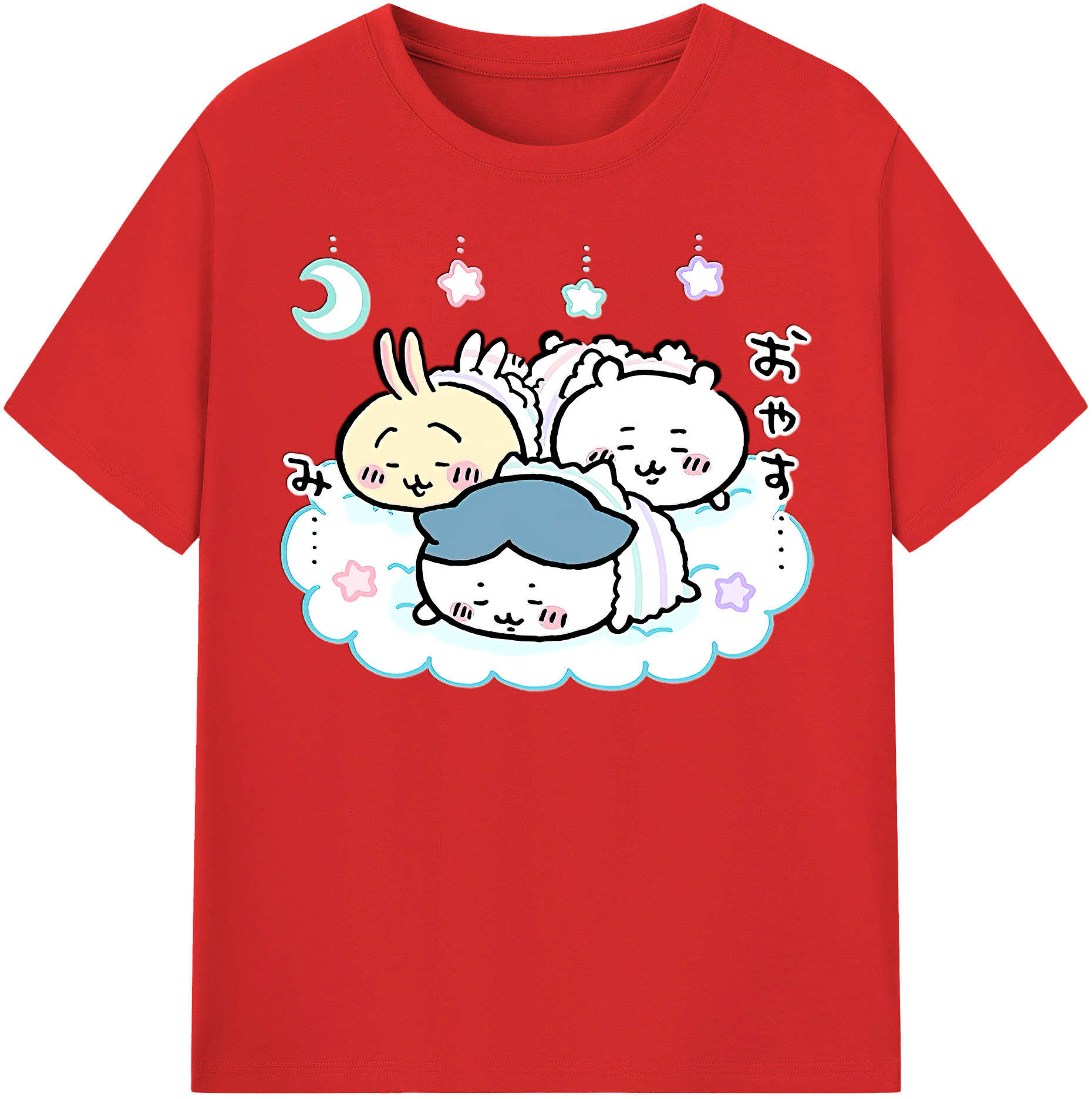 （画像用） ちいかわ ハチワレ Chii-kawa hachiware 綿100％半袖Tシャツ（フロントプリント）