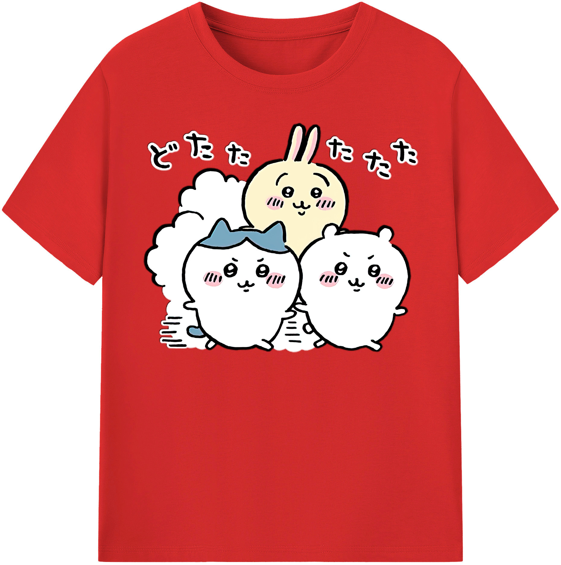 （画像用） ちいかわ ハチワレ Chii-kawa hachiware 綿100％半袖Tシャツ（フロントプリント）