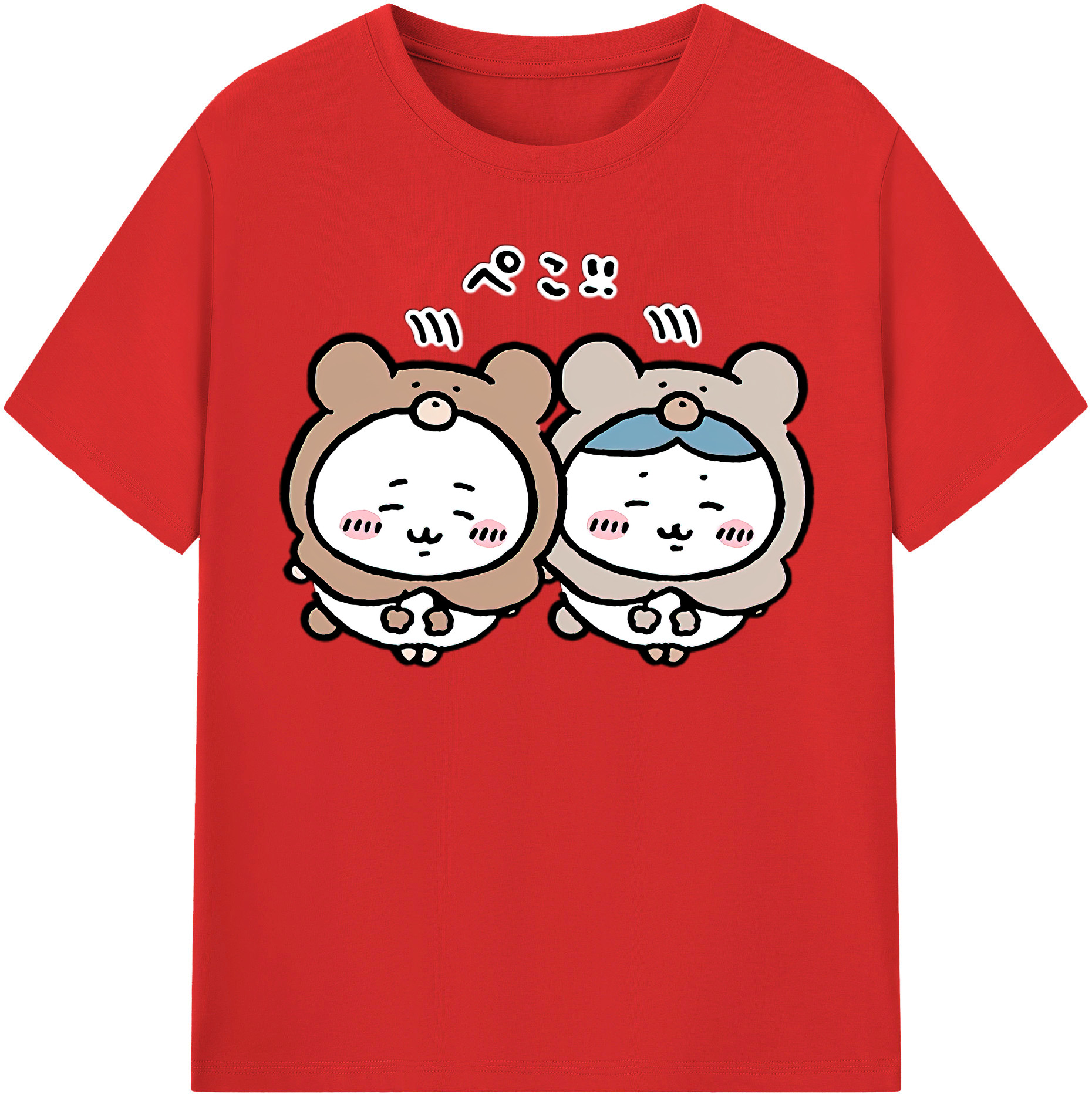 （画像用） ちいかわ ハチワレ Chii-kawa hachiware 綿100％半袖Tシャツ（フロントプリント）