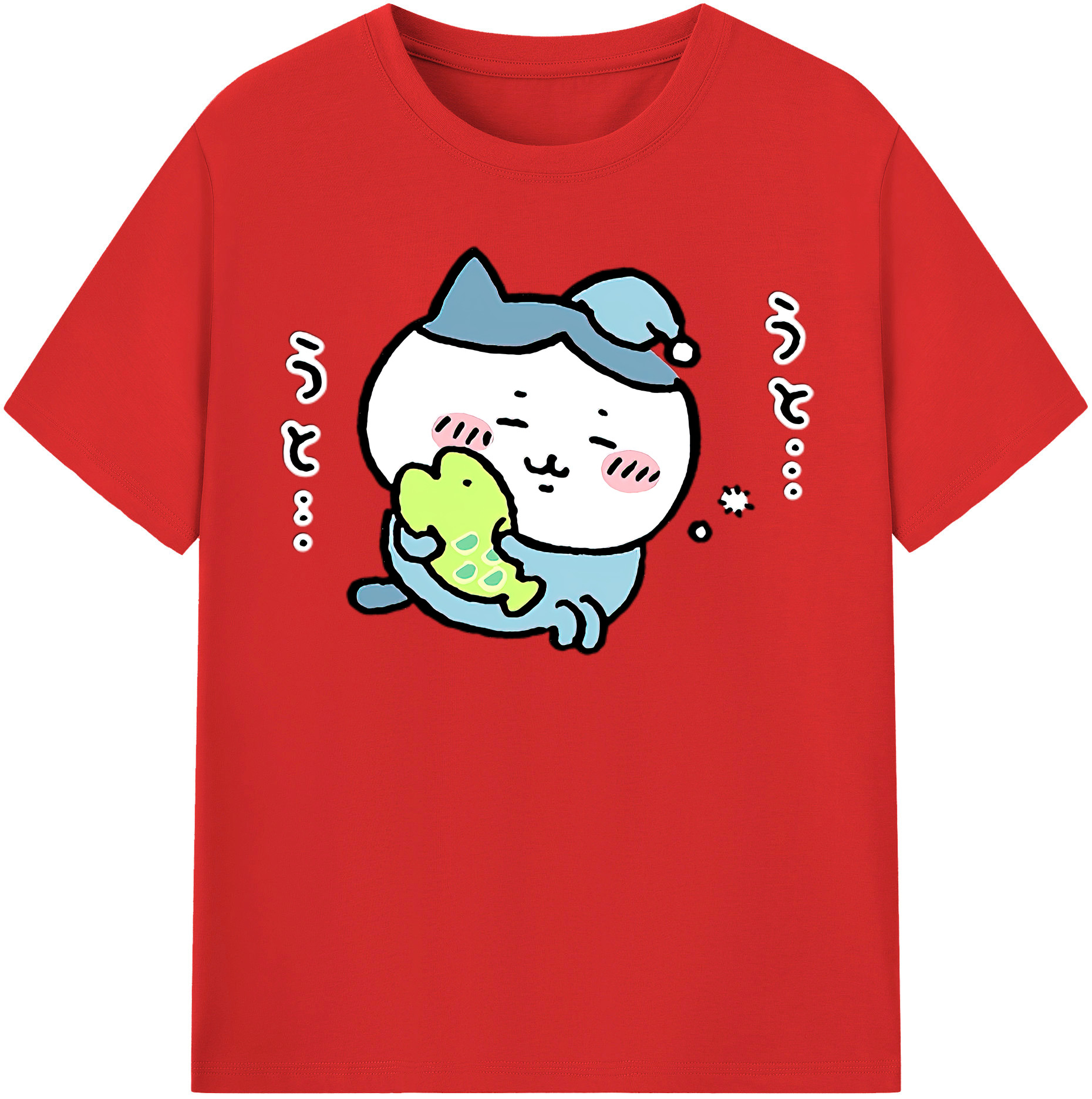 （画像用） ちいかわ ハチワレ Chii-kawa hachiware 綿100％半袖Tシャツ（フロントプリント）