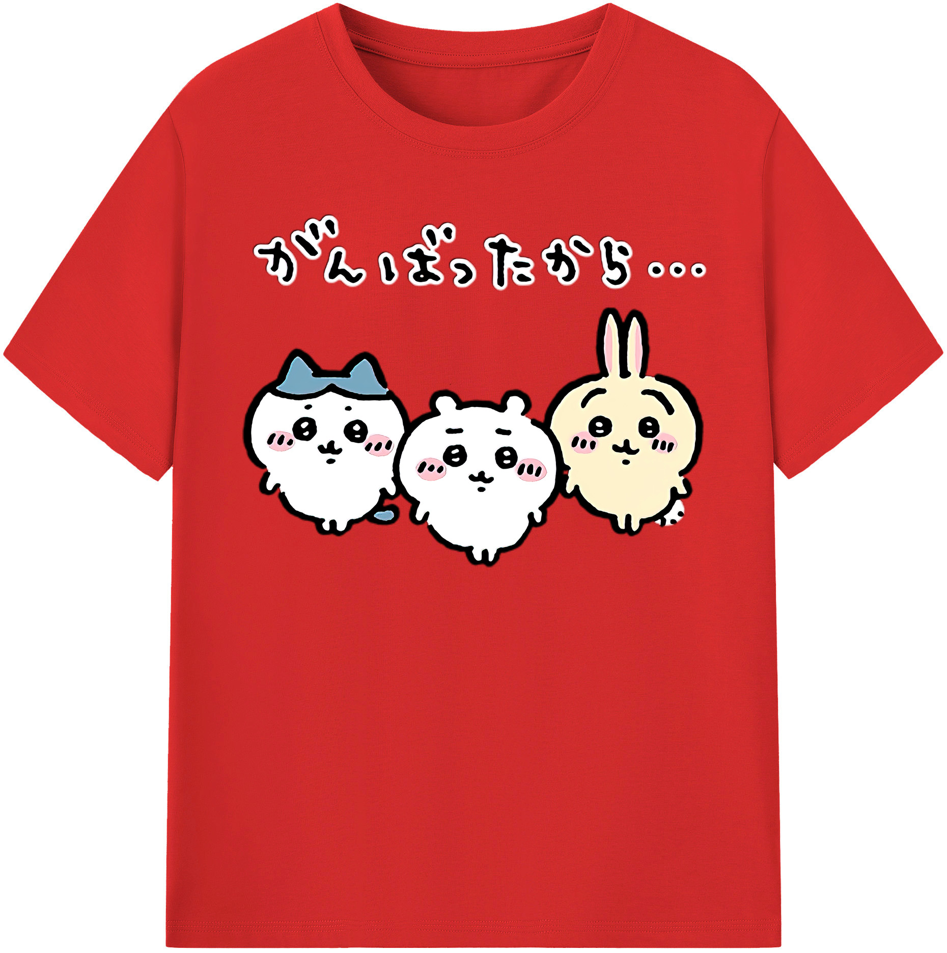 （画像用） ちいかわ ハチワレ Chii-kawa hachiware 綿100％半袖Tシャツ（フロントプリント）