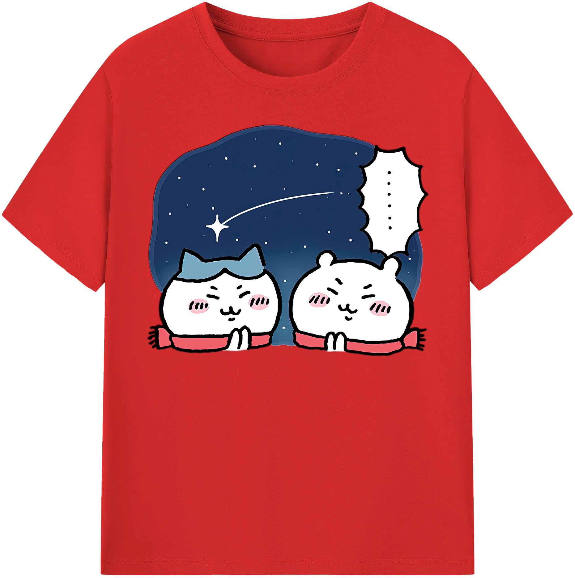 （画像用） ちいかわ ハチワレ Chii-kawa hachiware 綿100％半袖Tシャツ（フロントプリント）