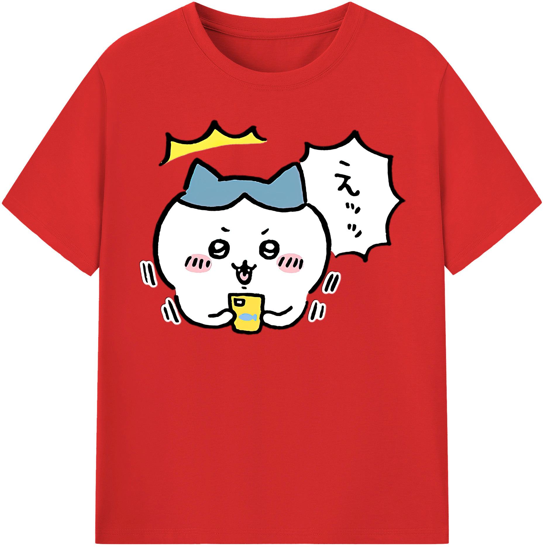 （画像用） ちいかわ ハチワレ Chii-kawa hachiware 綿100％半袖Tシャツ（フロントプリント）