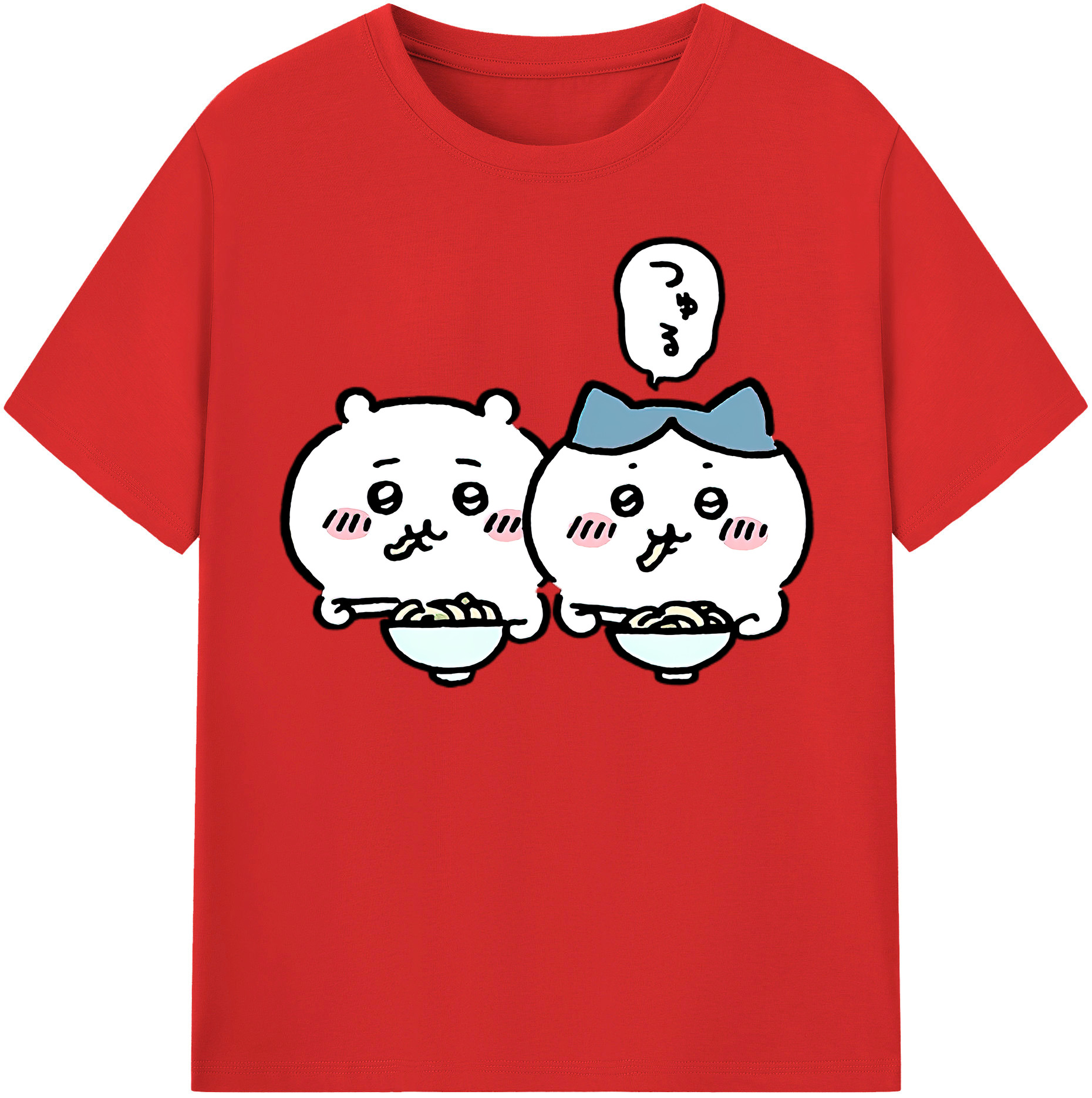 （画像用） ちいかわ ハチワレ Chii-kawa hachiware 綿100％半袖Tシャツ（フロントプリント）