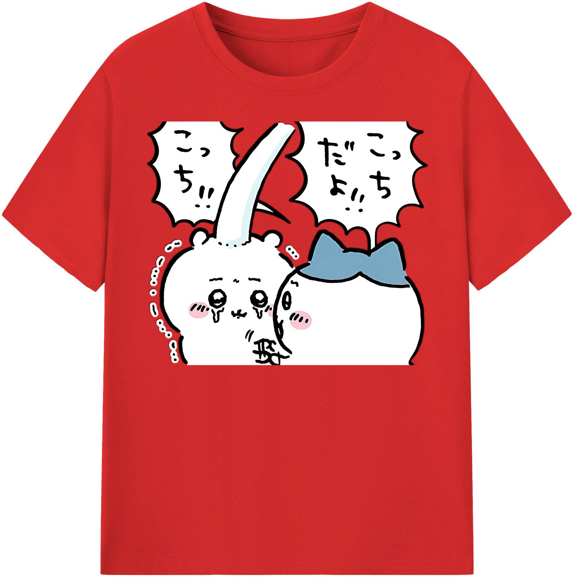 （画像用） ちいかわ ハチワレ Chii-kawa hachiware 綿100％半袖Tシャツ（フロントプリント）