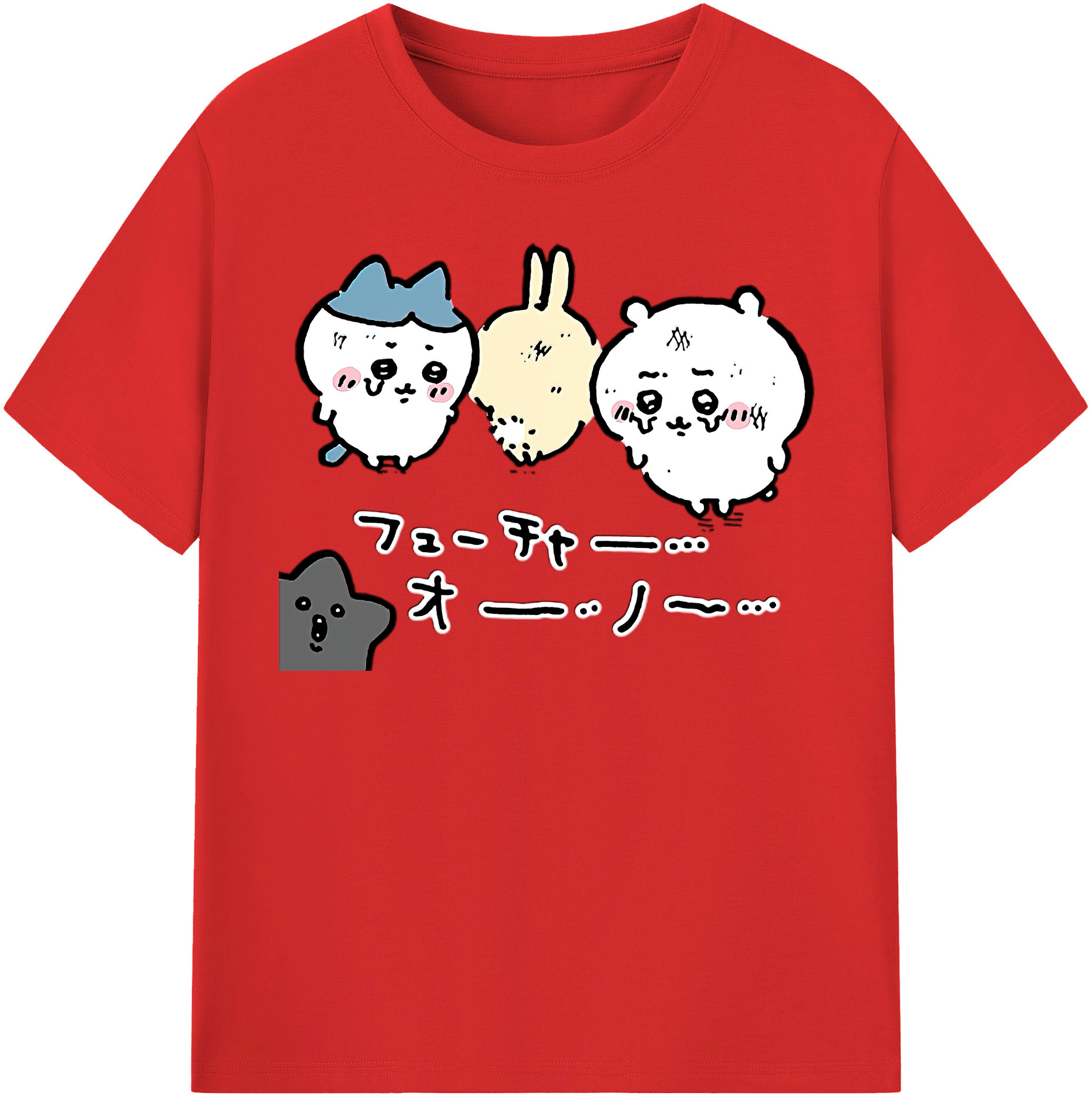 （画像用） ちいかわ ハチワレ Chii-kawa hachiware 綿100％半袖Tシャツ（フロントプリント）