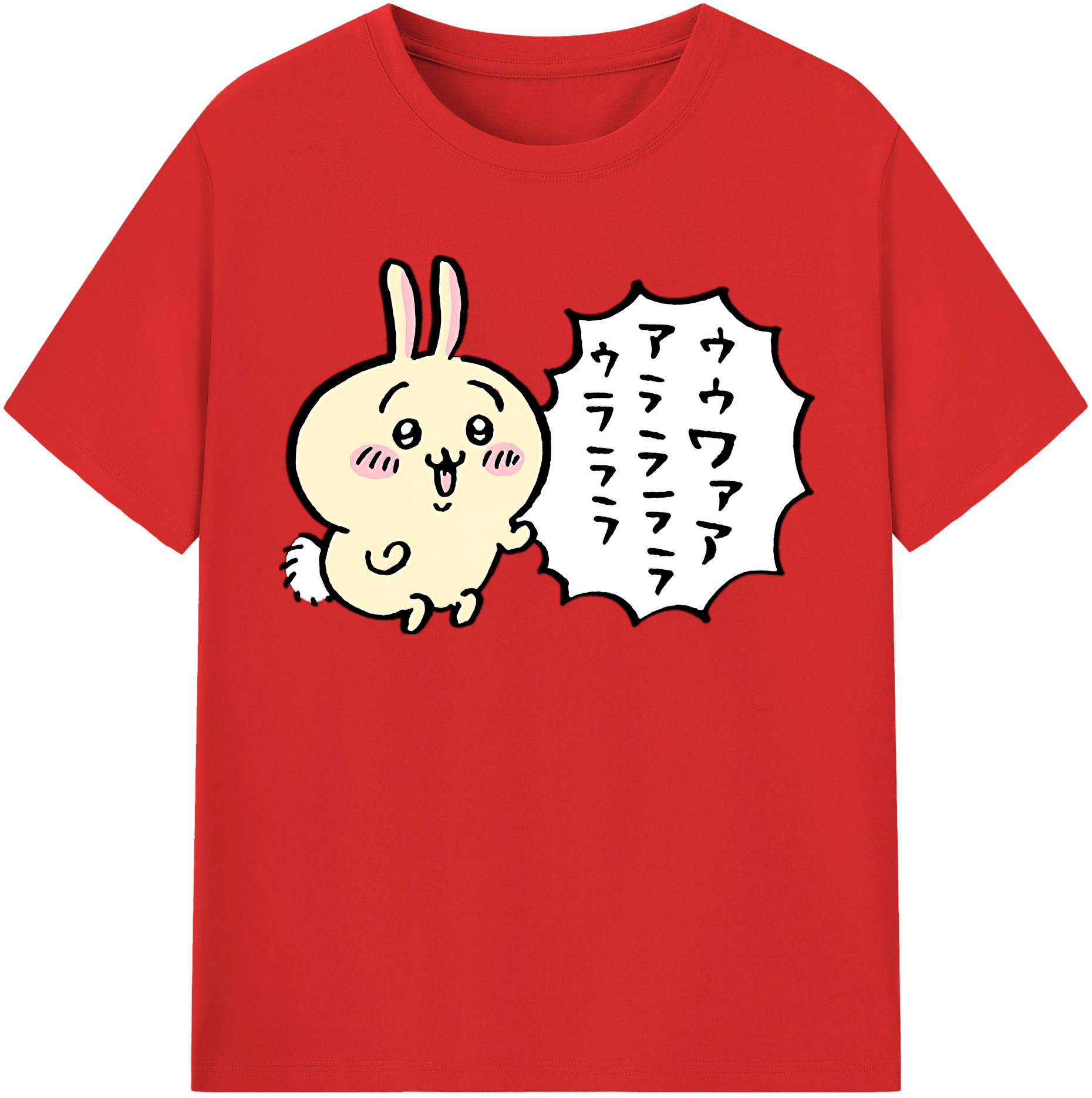 （画像用） ちいかわ うさぎ Chii-kawa usagi 綿100％半袖Tシャツ（フロントプリント）