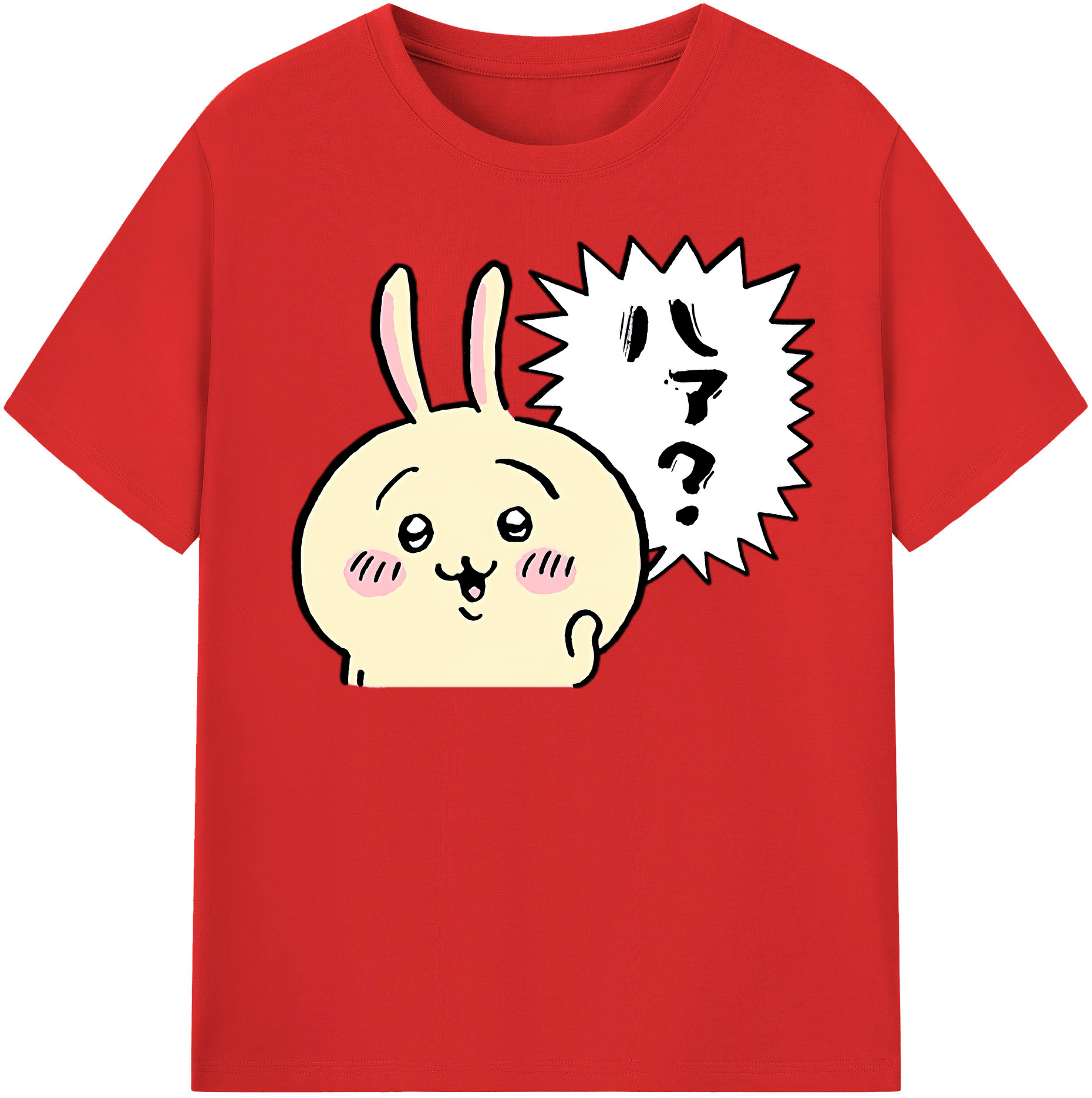 （画像用） ちいかわ うさぎ Chii-kawa usagi 綿100％半袖Tシャツ（フロントプリント）