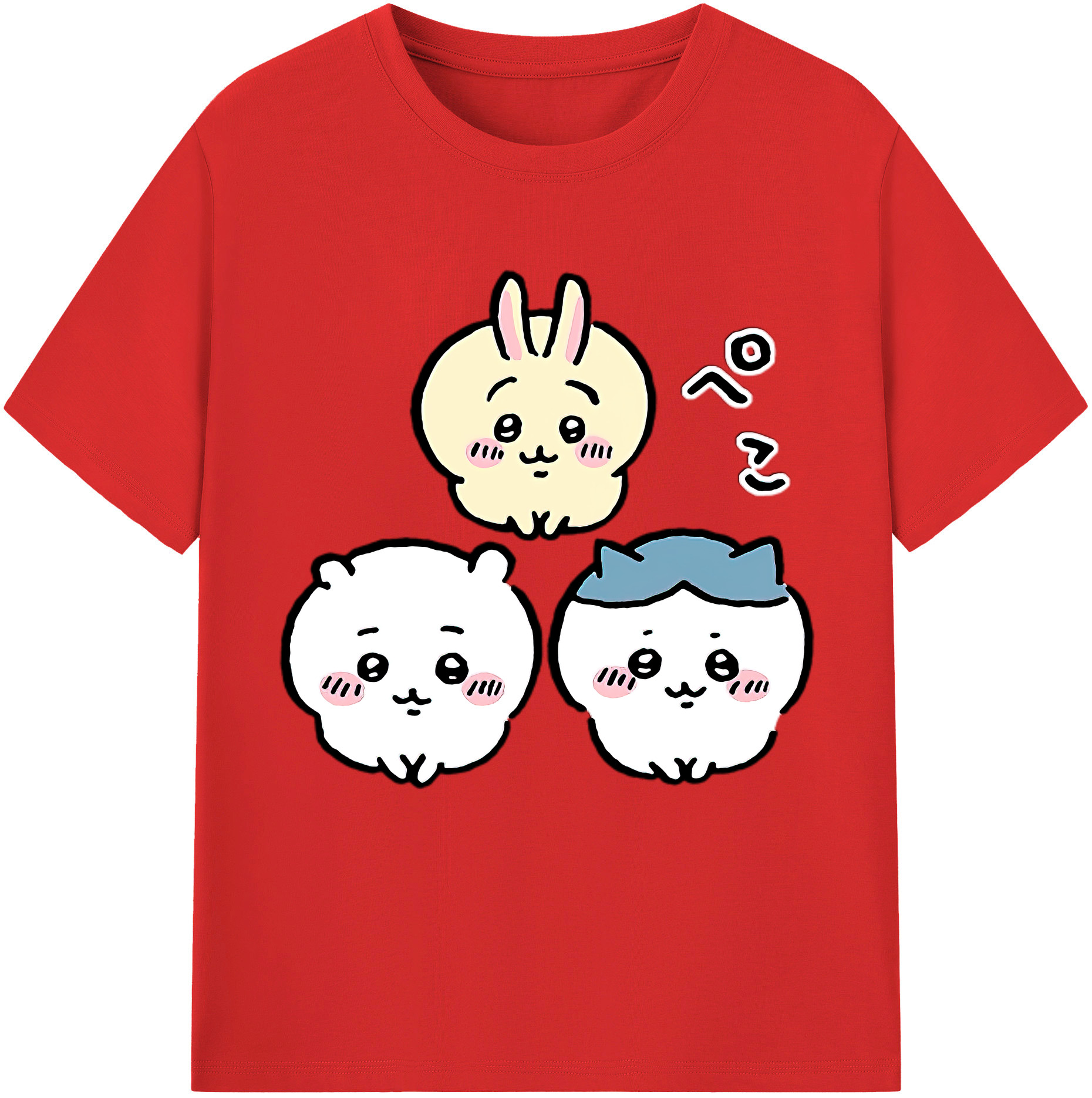 （画像用） ちいかわ うさぎ Chii-kawa usagi 綿100％半袖Tシャツ（フロントプリント）