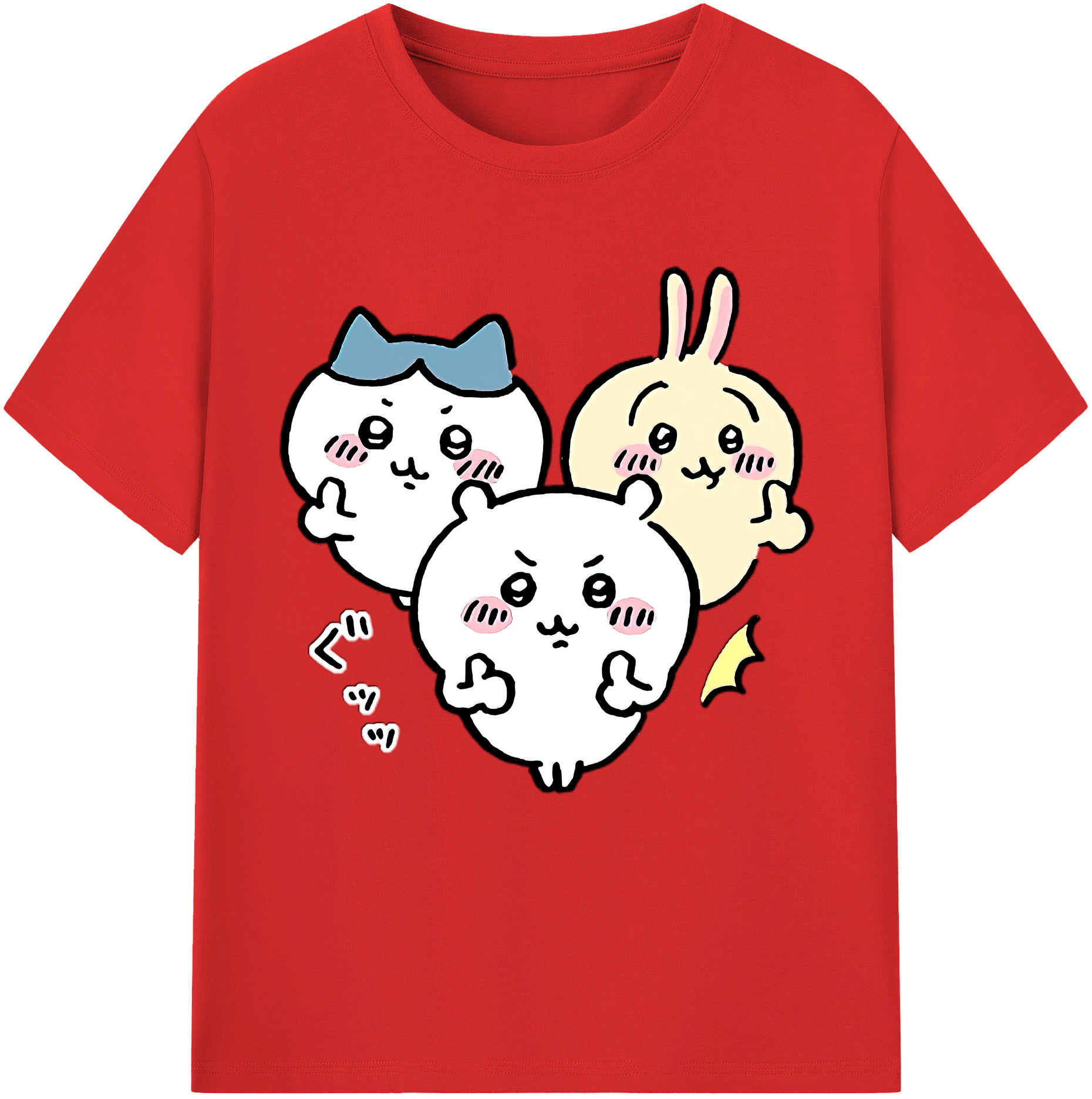 （画像用） ちいかわ うさぎ Chii-kawa usagi 綿100％半袖Tシャツ（フロントプリント）