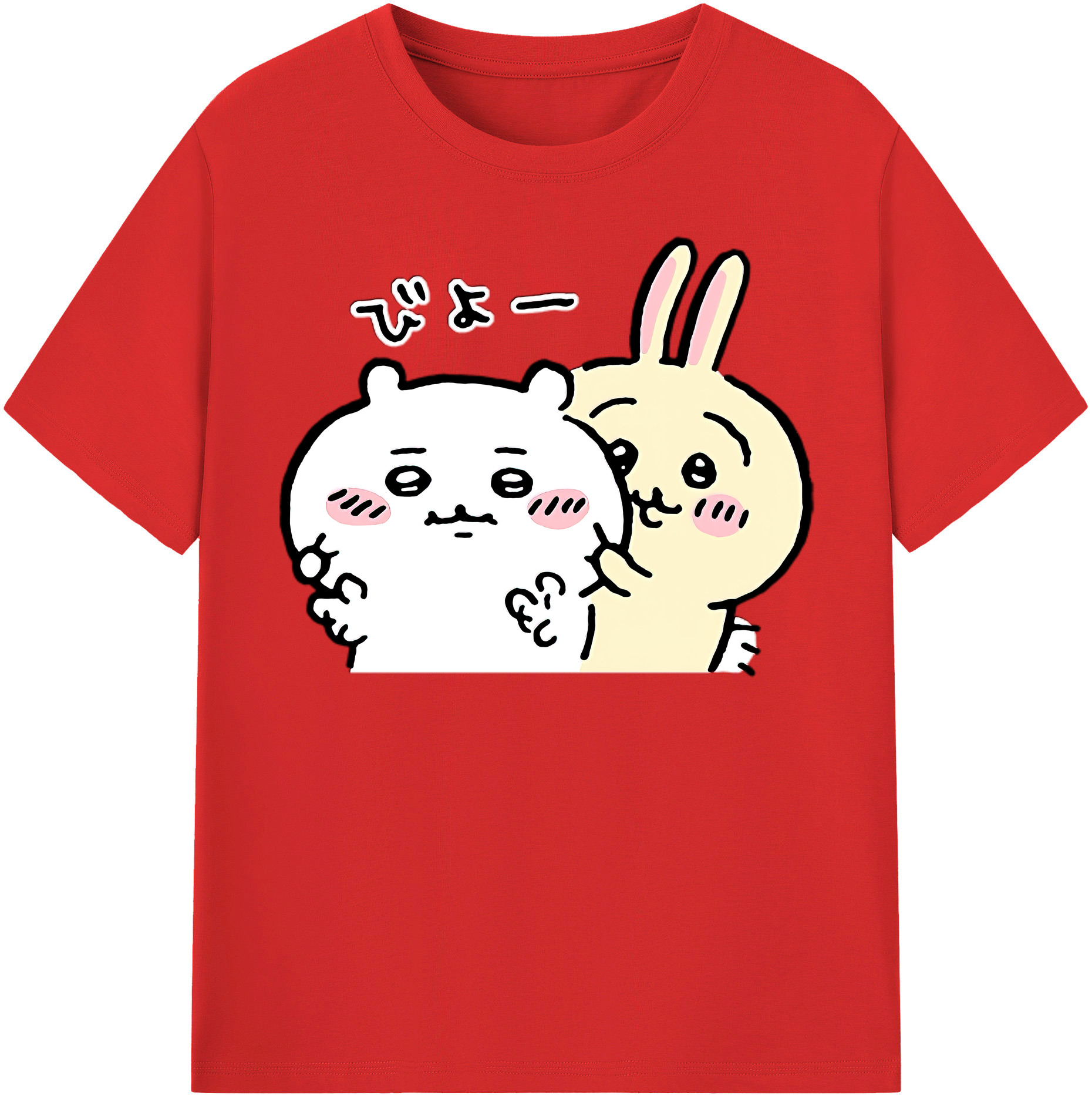 （画像用） ちいかわ うさぎ Chii-kawa usagi 綿100％半袖Tシャツ（フロントプリント）