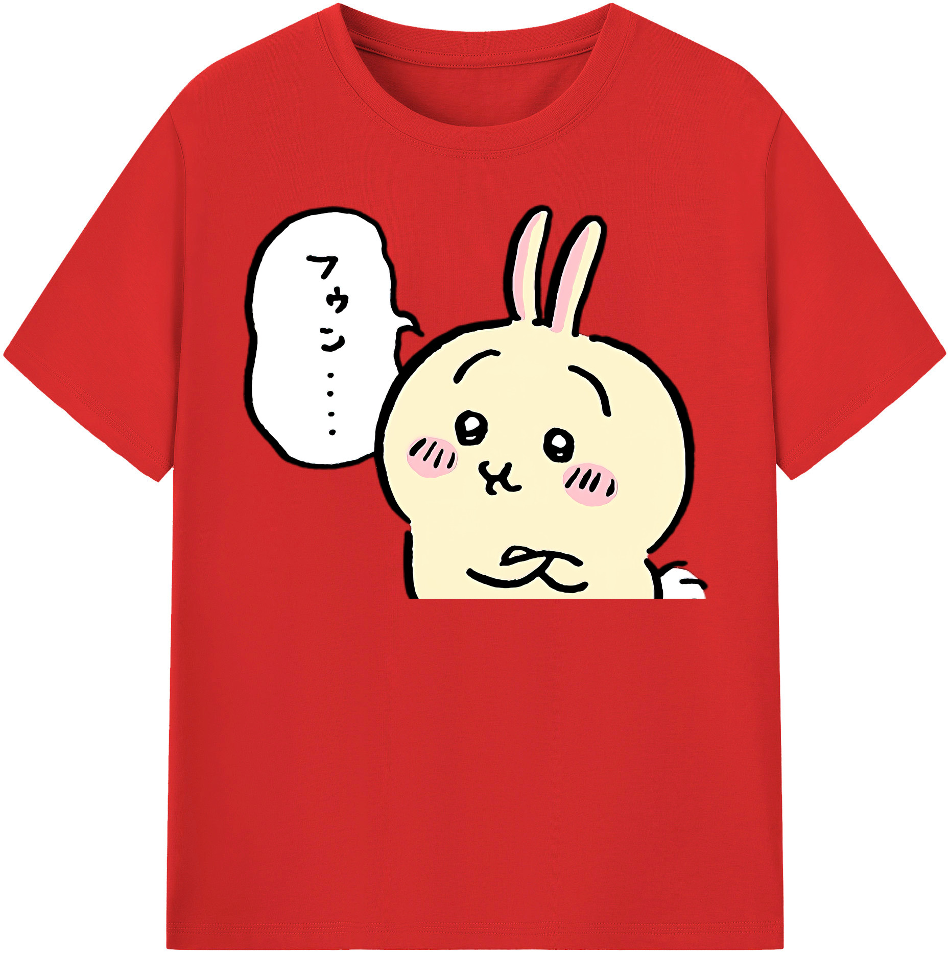（画像用） ちいかわ うさぎ Chii-kawa usagi 綿100％半袖Tシャツ（フロントプリント）