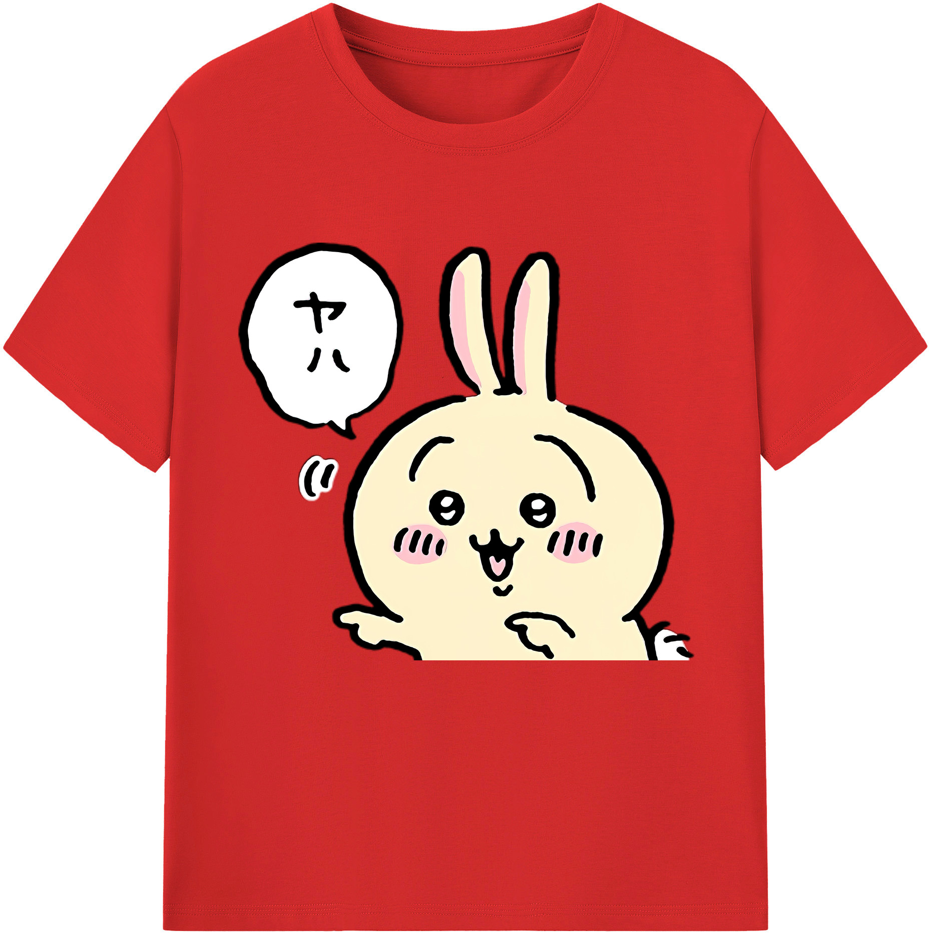 （画像用） ちいかわ うさぎ Chii-kawa usagi 綿100％半袖Tシャツ（フロントプリント）