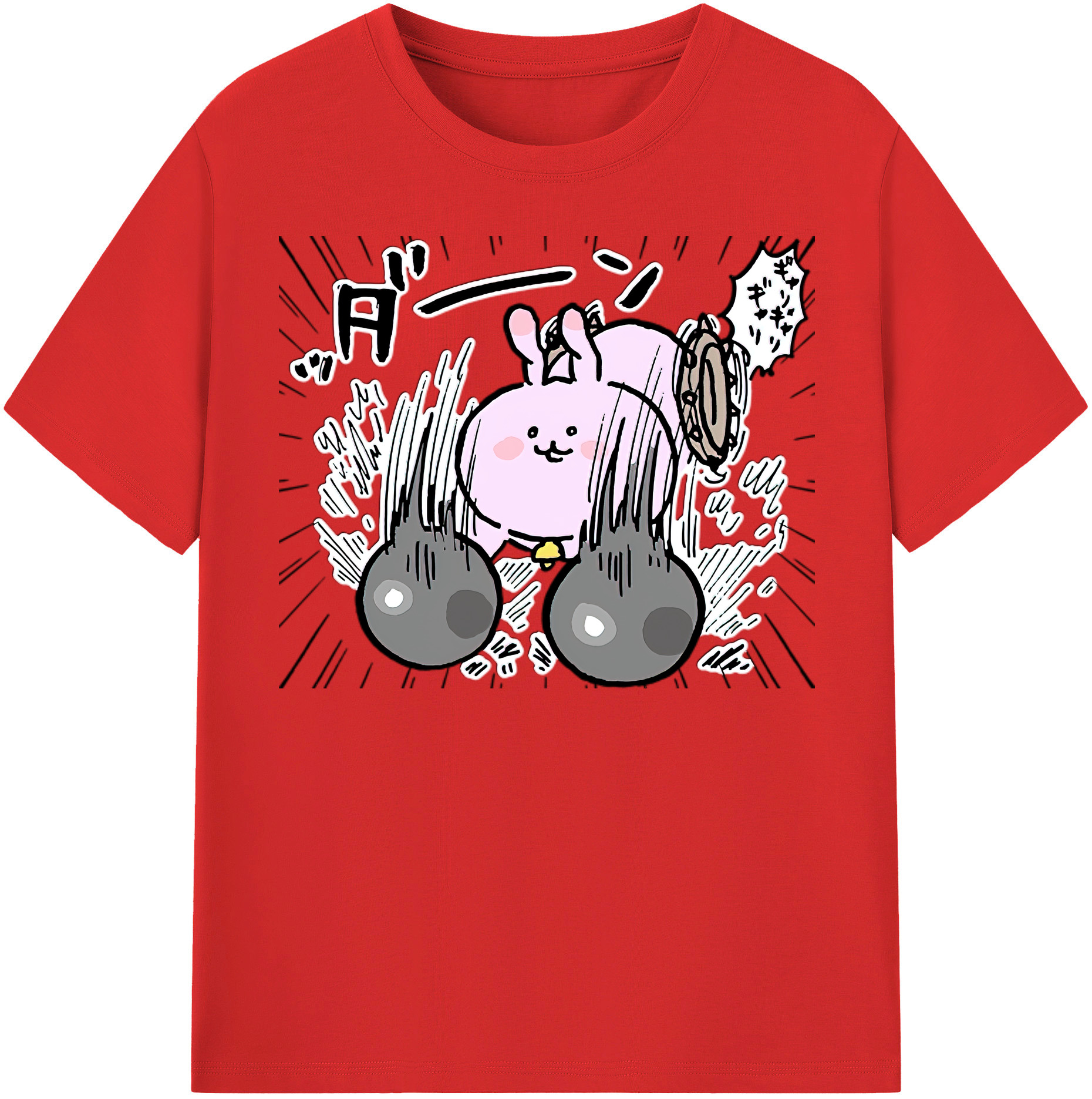 （画像用） ちいかわ うさぎ Chii-kawa usagi 綿100％半袖Tシャツ（フロントプリント）