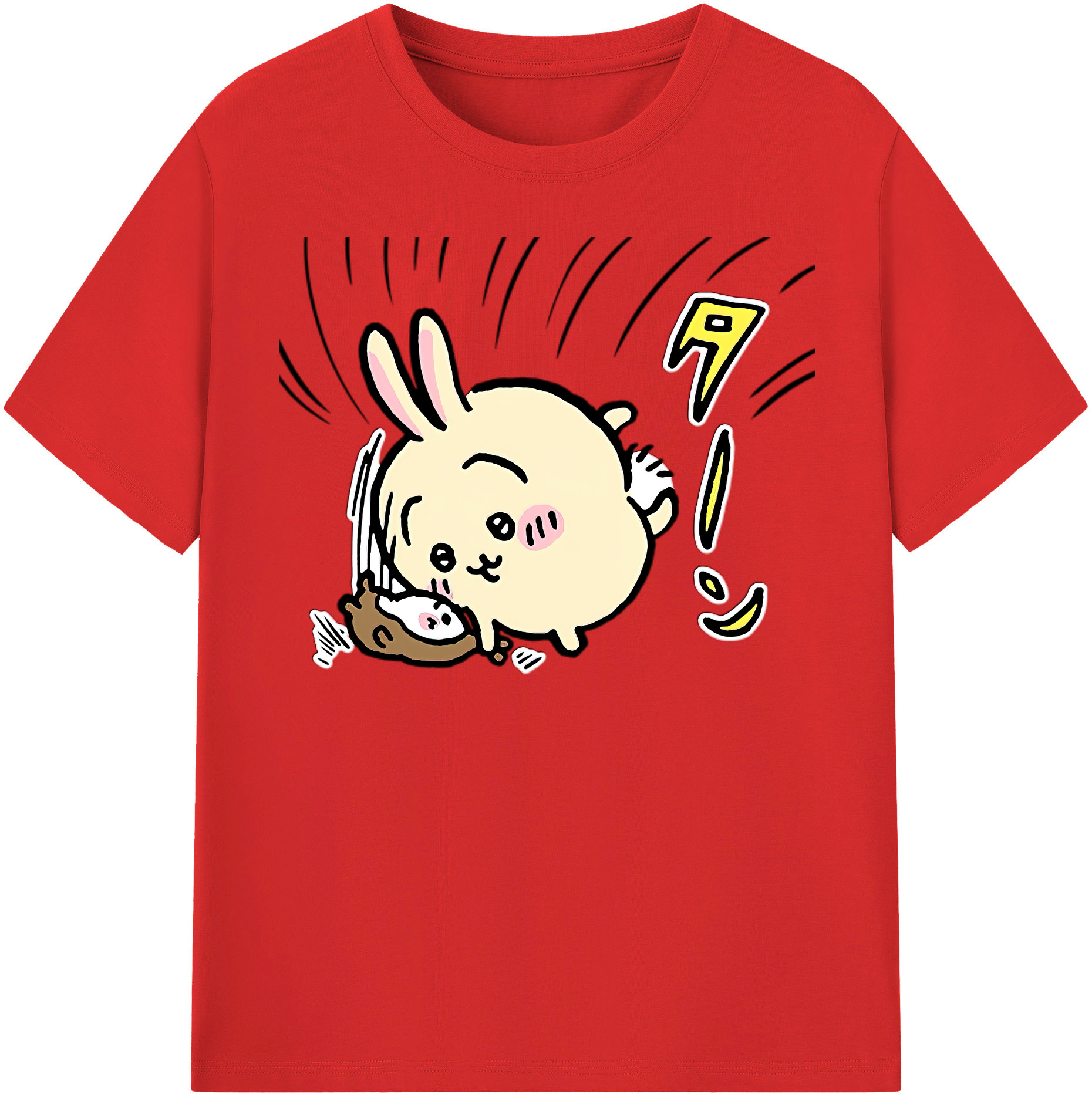 （画像用） ちいかわ うさぎ Chii-kawa usagi 綿100％半袖Tシャツ（フロントプリント）