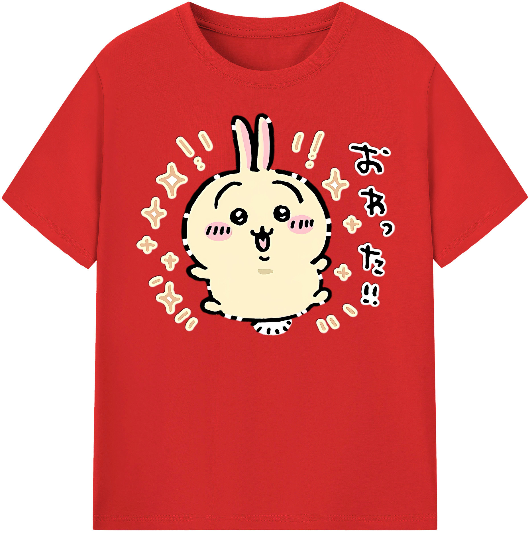 （画像用） ちいかわ うさぎ Chii-kawa usagi 綿100％半袖Tシャツ（フロントプリント）