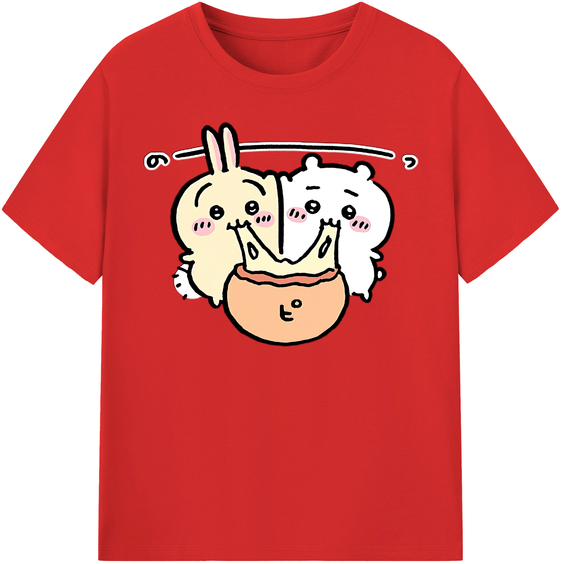 （画像用） ちいかわ うさぎ Chii-kawa usagi 綿100％半袖Tシャツ（フロントプリント）