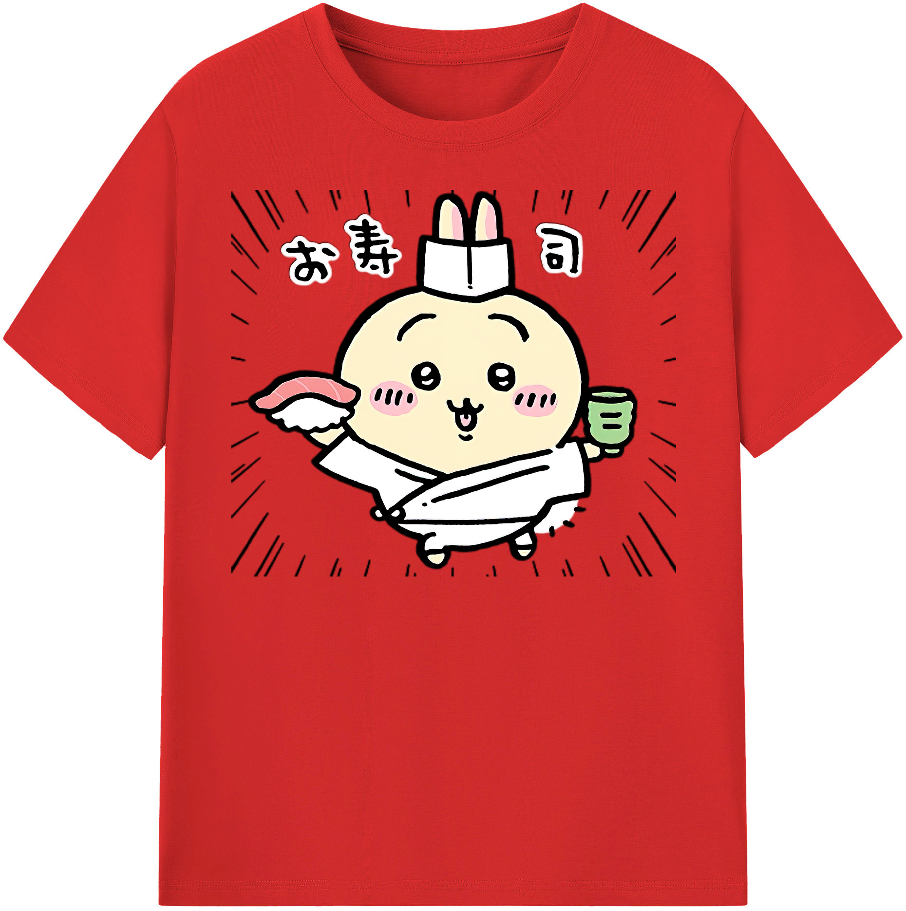 （画像用） ちいかわ うさぎ Chii-kawa usagi 綿100％半袖Tシャツ（フロントプリント）