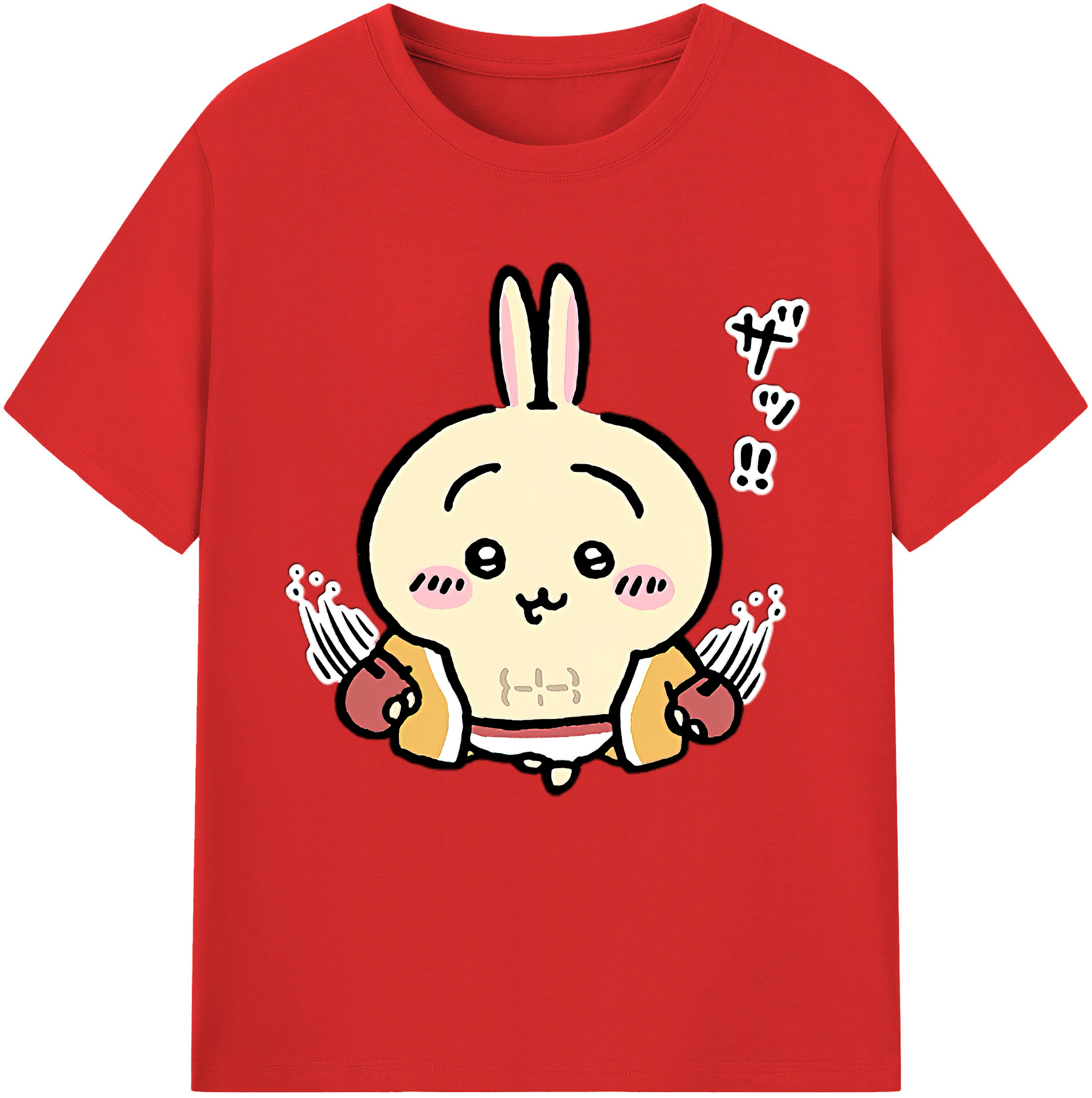 （画像用） ちいかわ うさぎ Chii-kawa usagi 綿100％半袖Tシャツ（フロントプリント）