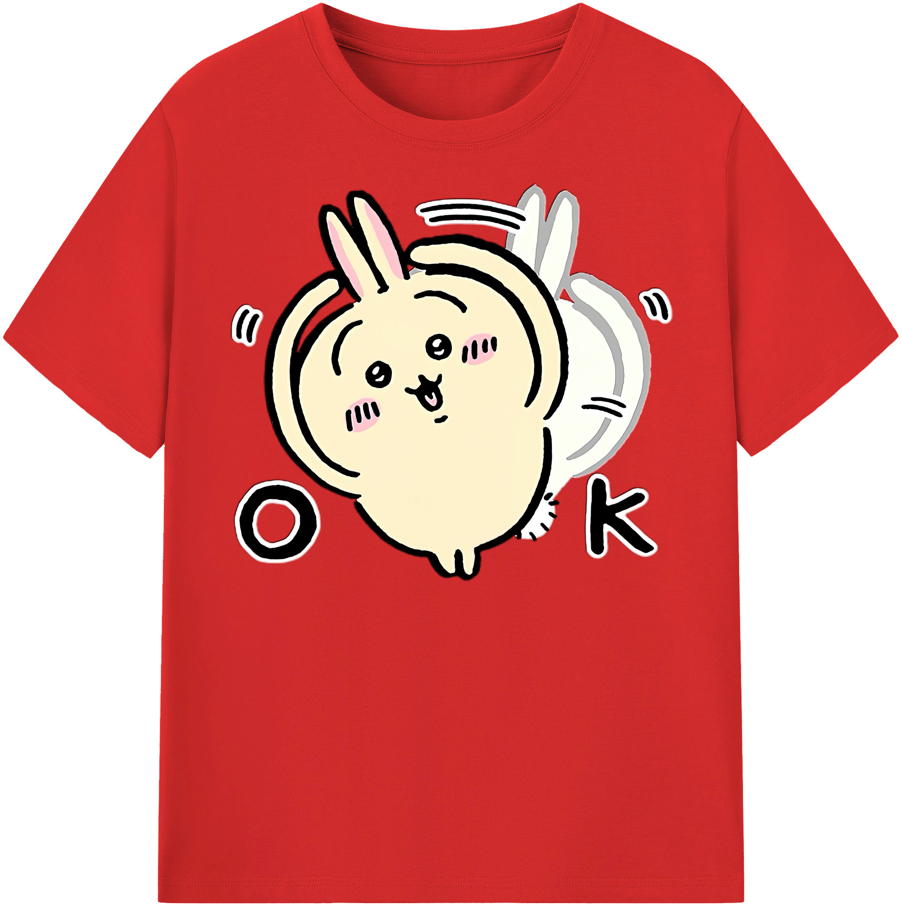 （画像用） ちいかわ うさぎ Chii-kawa usagi 綿100％半袖Tシャツ（フロントプリント）