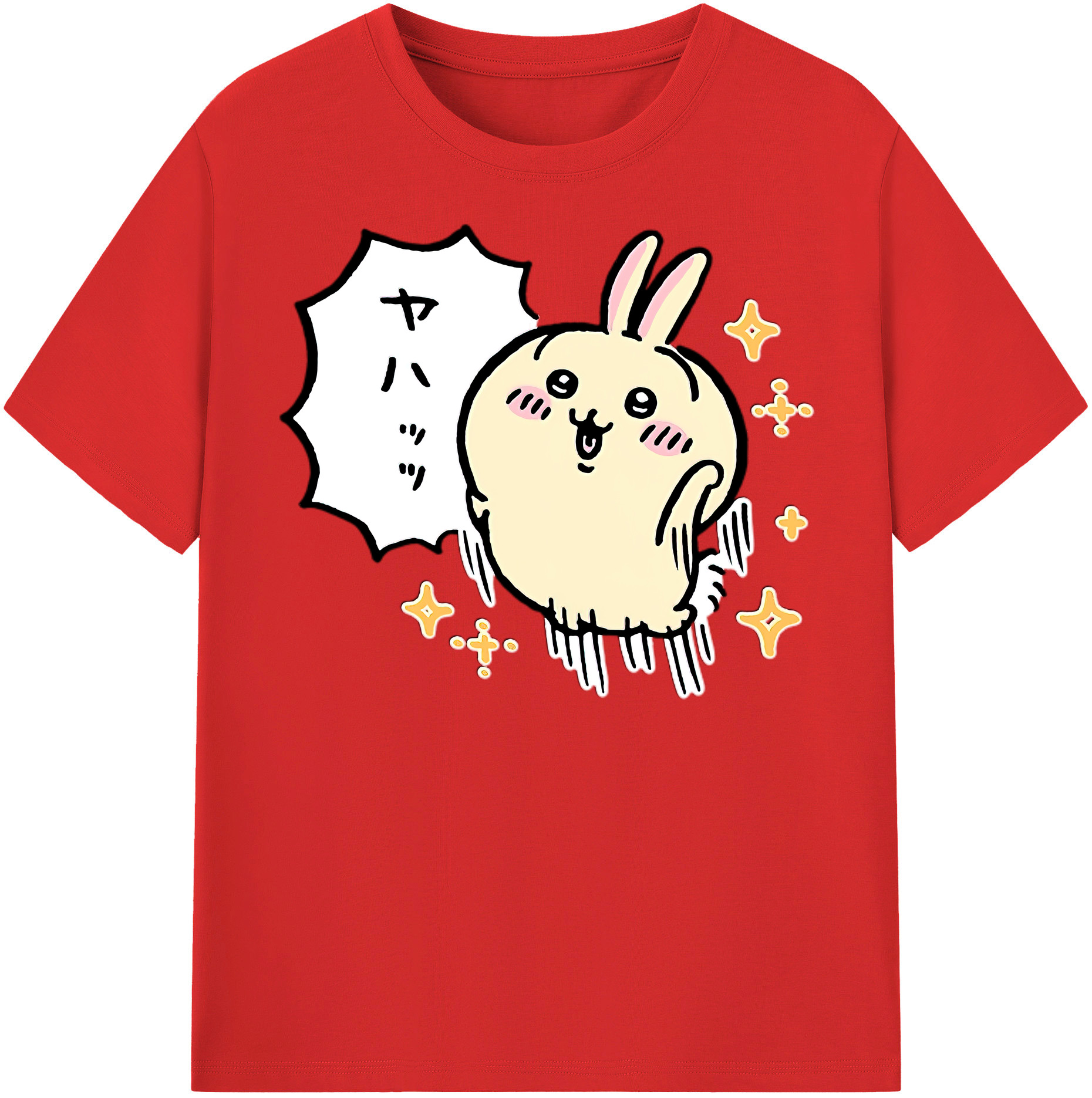 （画像用） ちいかわ うさぎ Chii-kawa usagi 綿100％半袖Tシャツ（フロントプリント）